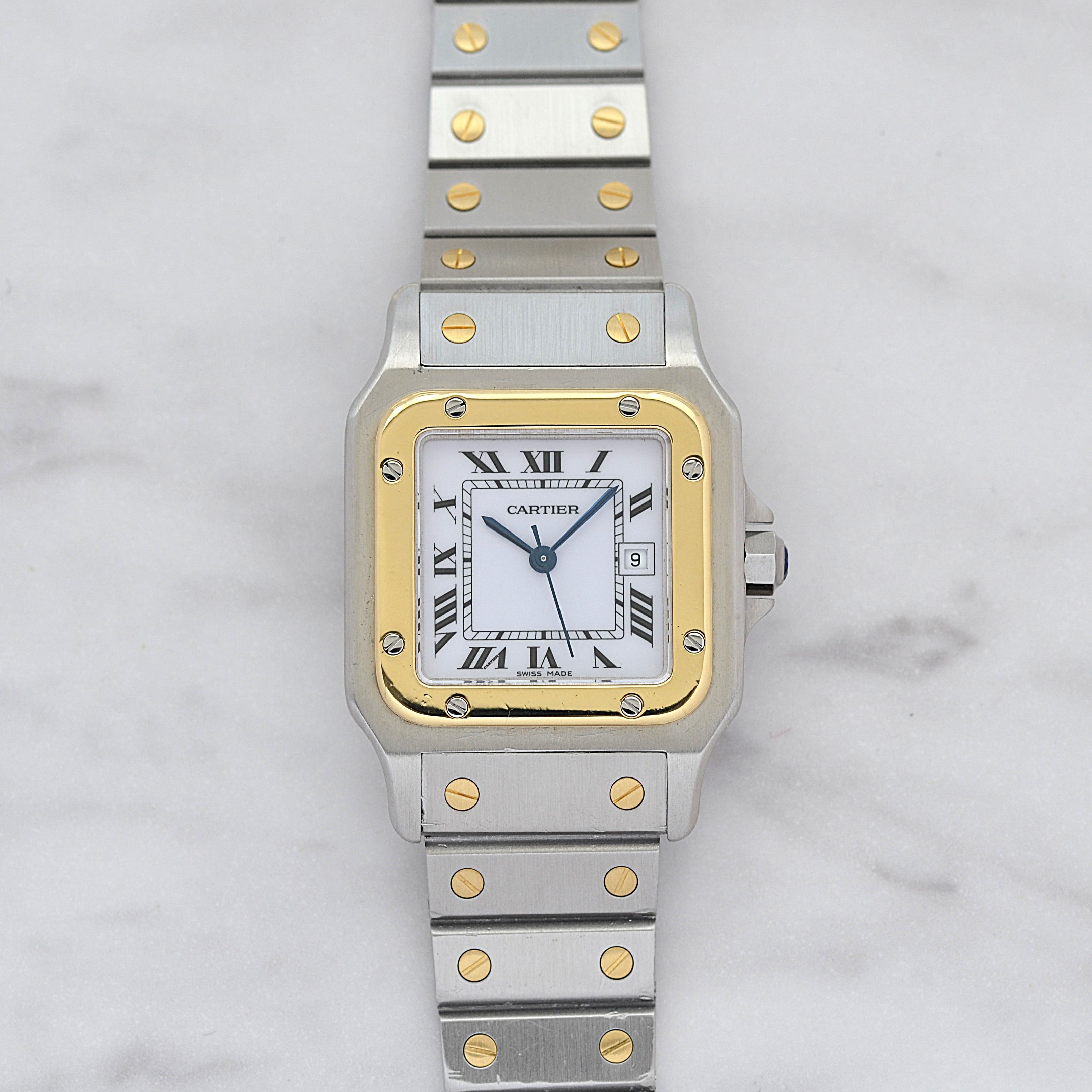 【Cartier】カルティエ サントスカレLM 18KYG×SS カルティエコンプリートサービス済み