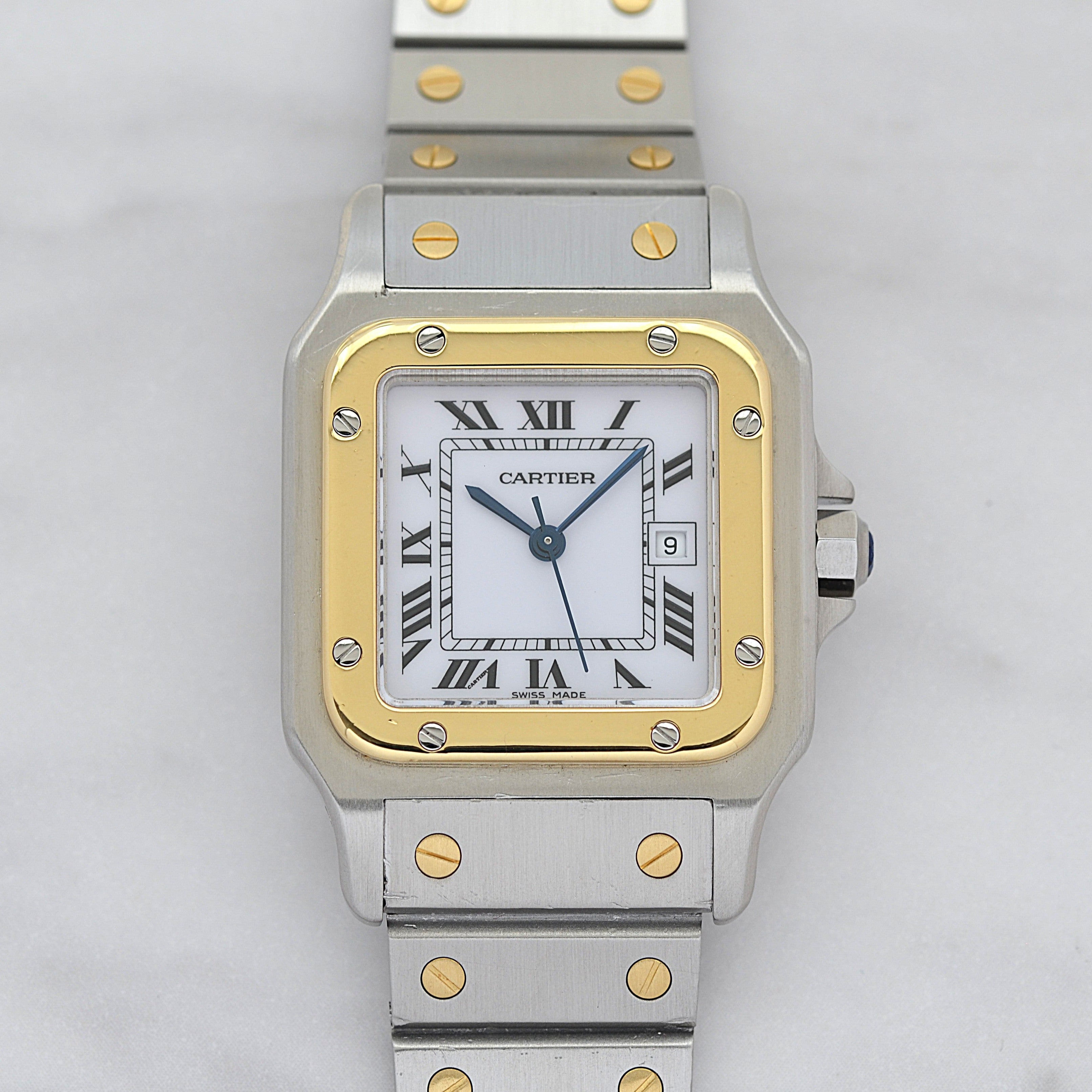 【Cartier】カルティエ サントスカレLM 18KYG×SS カルティエコンプリートサービス済み