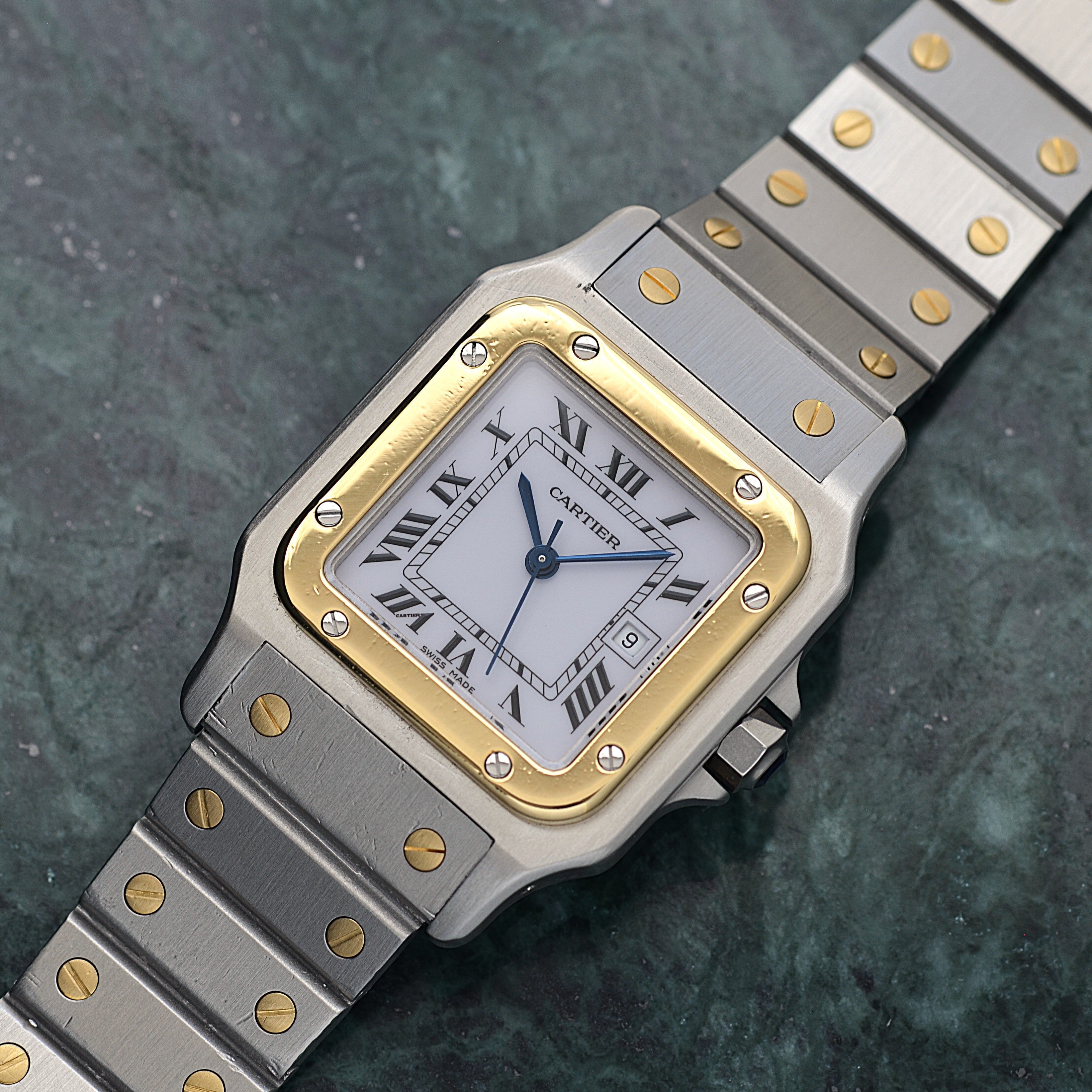 【Cartier】カルティエ サントスカレLM 18KYG×SS カルティエコンプリートサービス済み