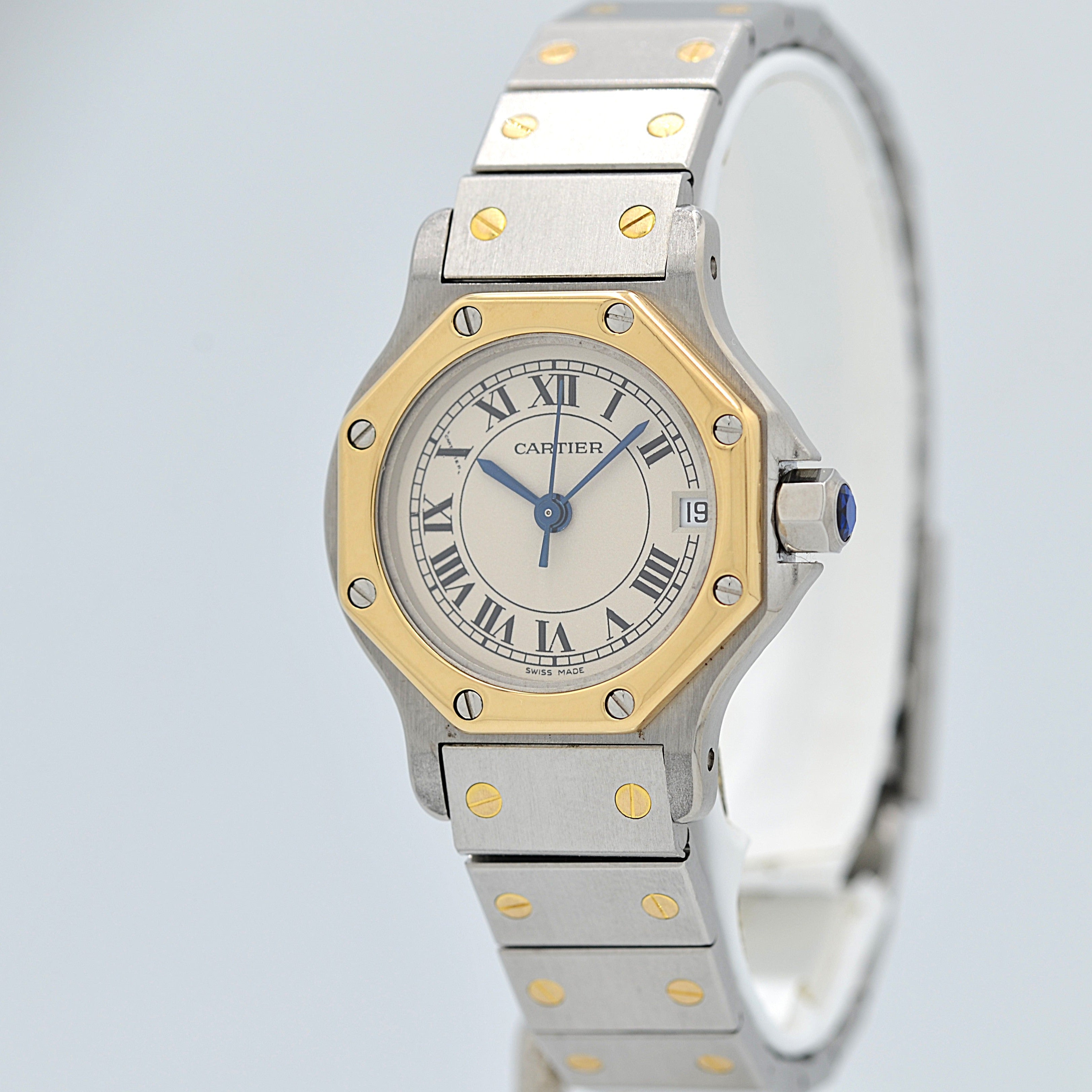 【Cartier】カルティエ サントスオクタゴンSM 18KYG×SS クォーツモデル カルティエコンプリートサービス済み