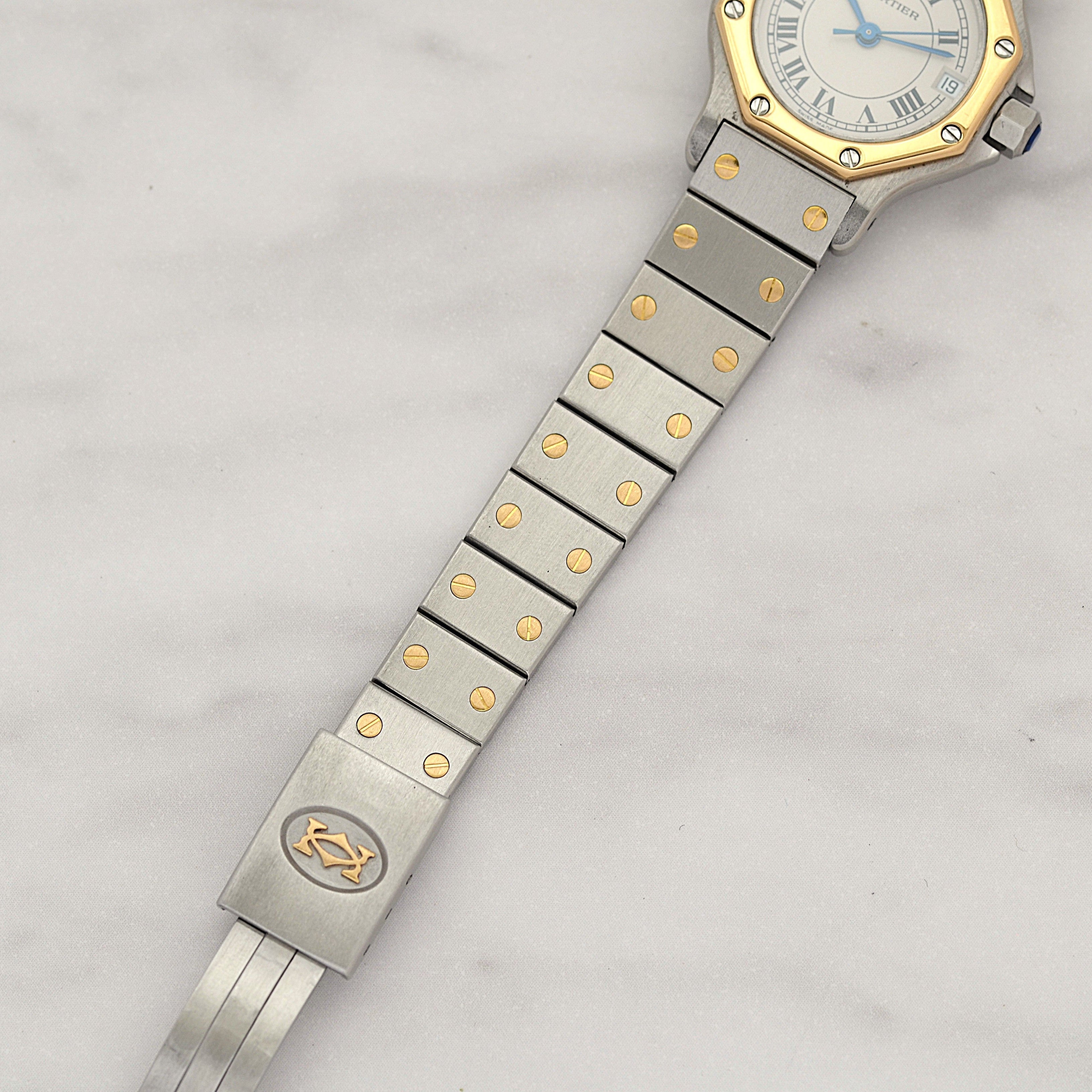 【Cartier】カルティエ サントスオクタゴンSM 18KYG×SS クォーツモデル カルティエコンプリートサービス済み