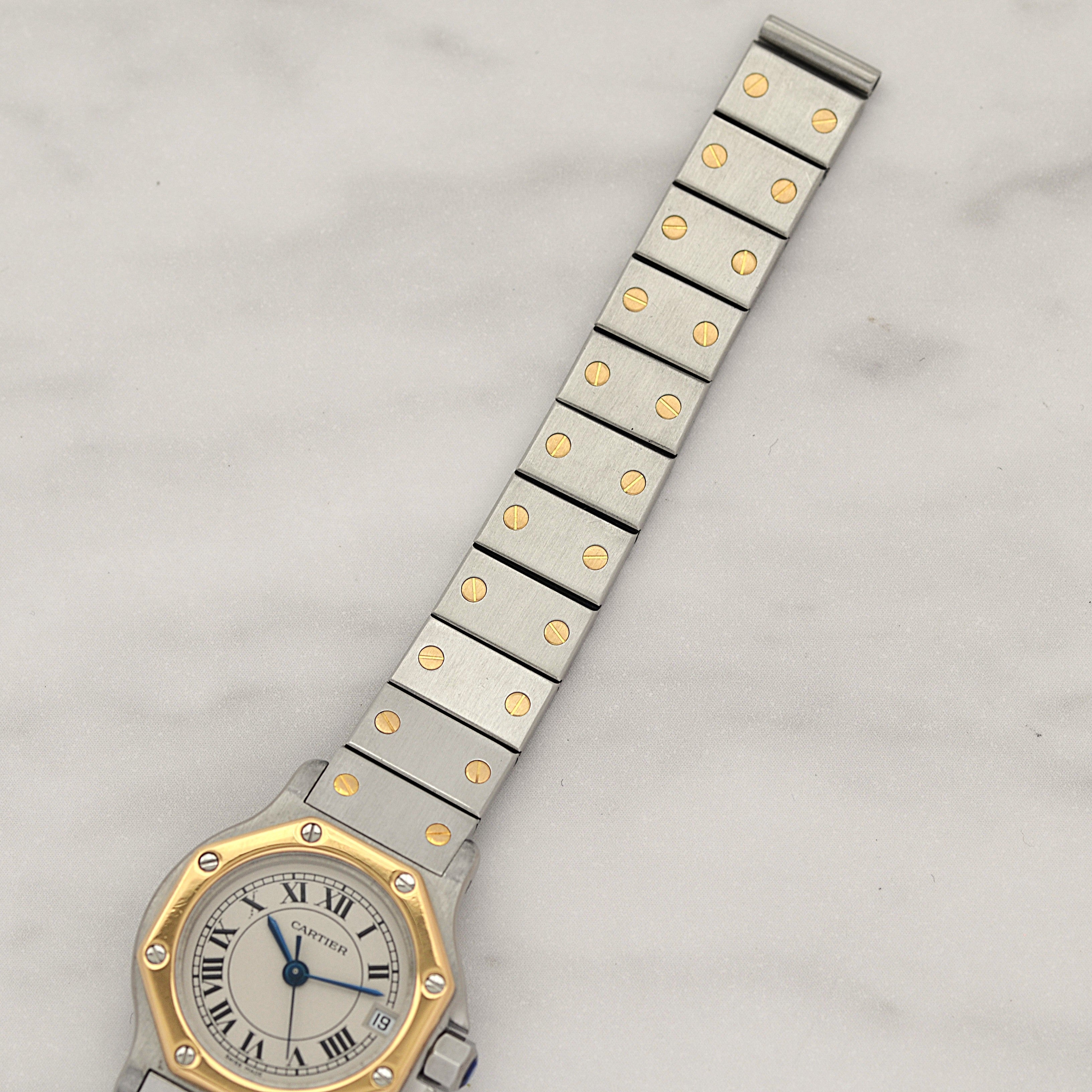 【Cartier】カルティエ サントスオクタゴンSM 18KYG×SS クォーツモデル カルティエコンプリートサービス済み