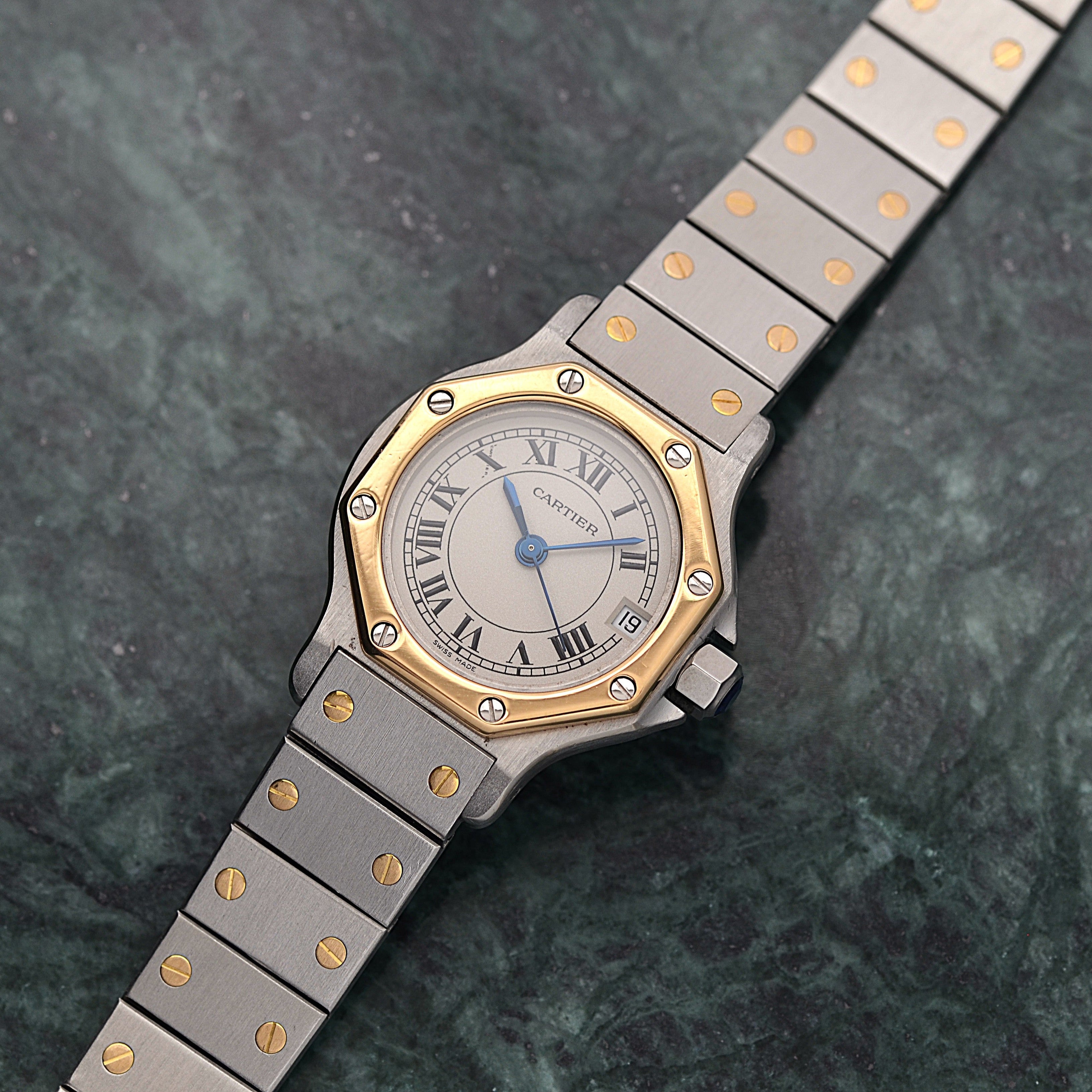 【Cartier】カルティエ サントスオクタゴンSM 18KYG×SS クォーツモデル カルティエコンプリートサービス済み