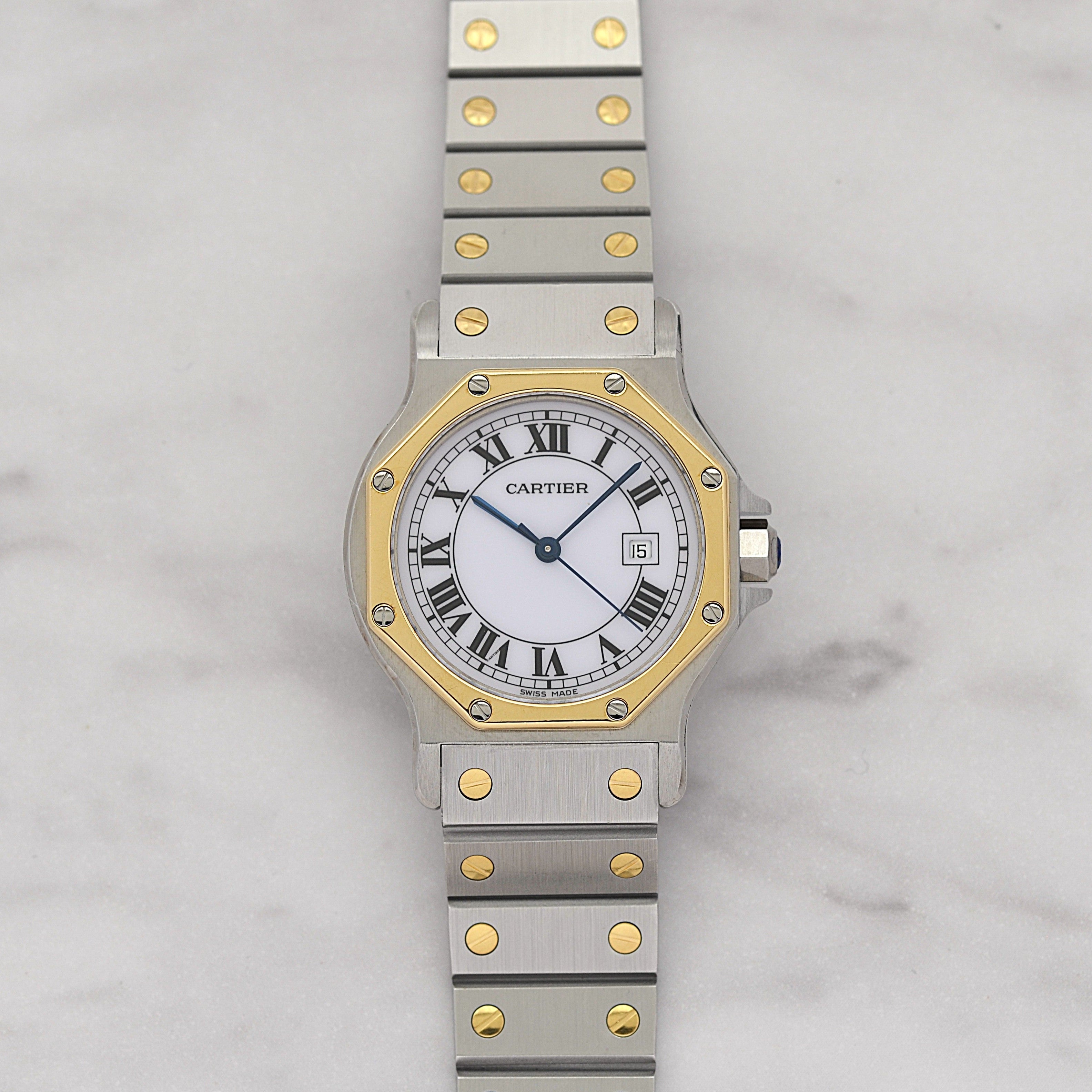 【Cartier】カルティエ サントスオクタゴン LM 18KYG×SS 永久保証書付き カルティエコンプリートサービス済み