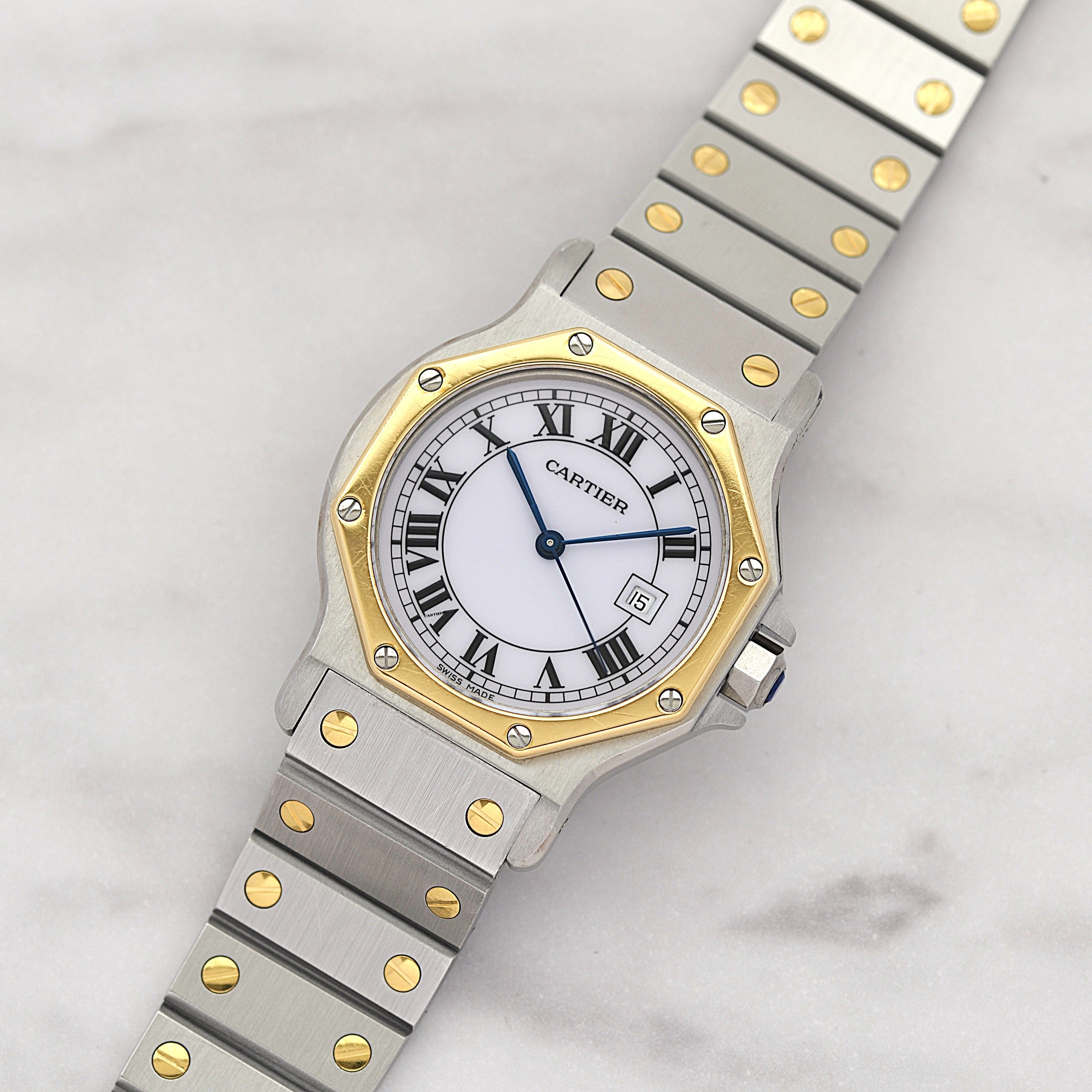 【Cartier】カルティエ サントスオクタゴン LM 18KYG×SS 永久保証書付き カルティエコンプリートサービス済み