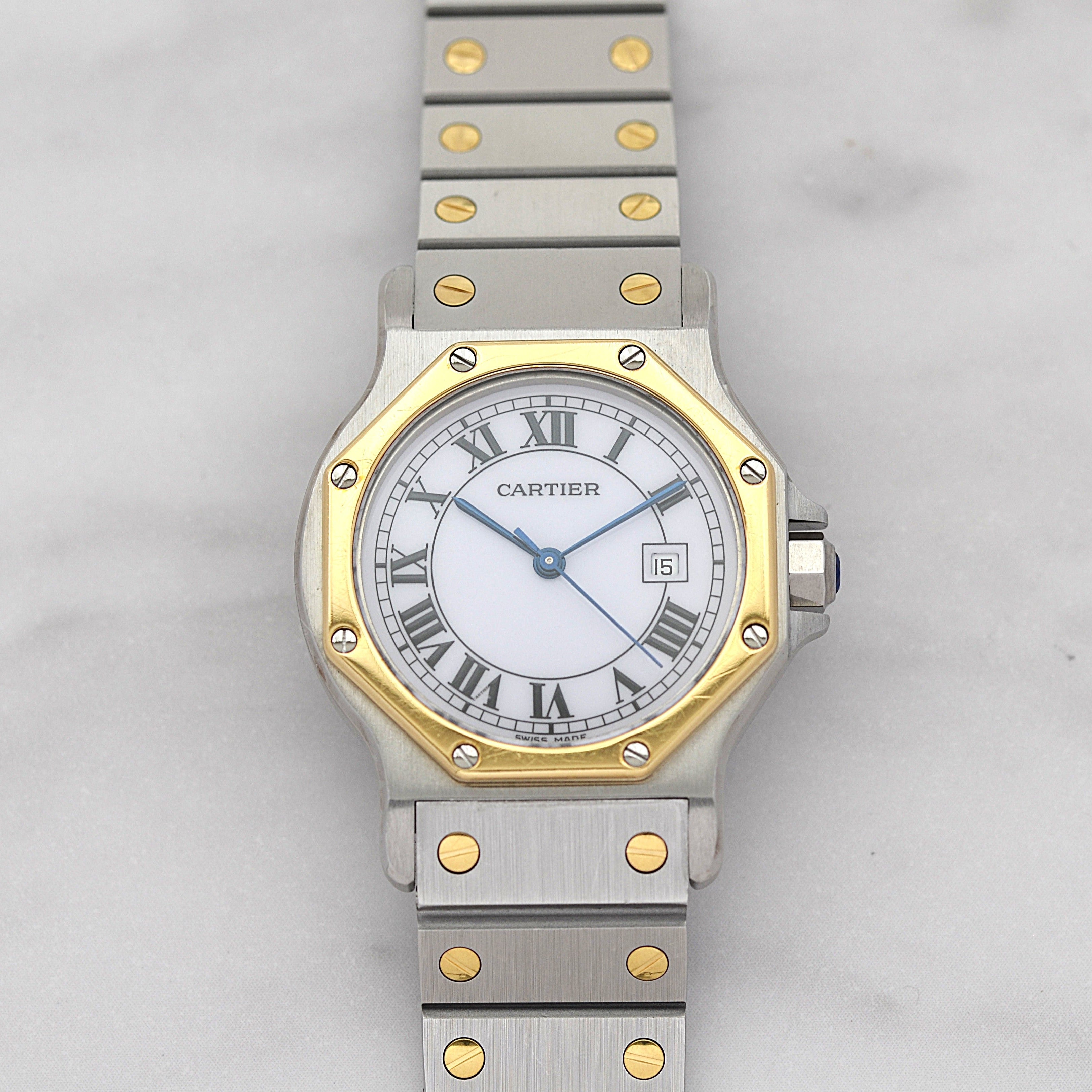 【Cartier】カルティエ サントスオクタゴン LM 18KYG×SS 永久保証書付き カルティエコンプリートサービス済み