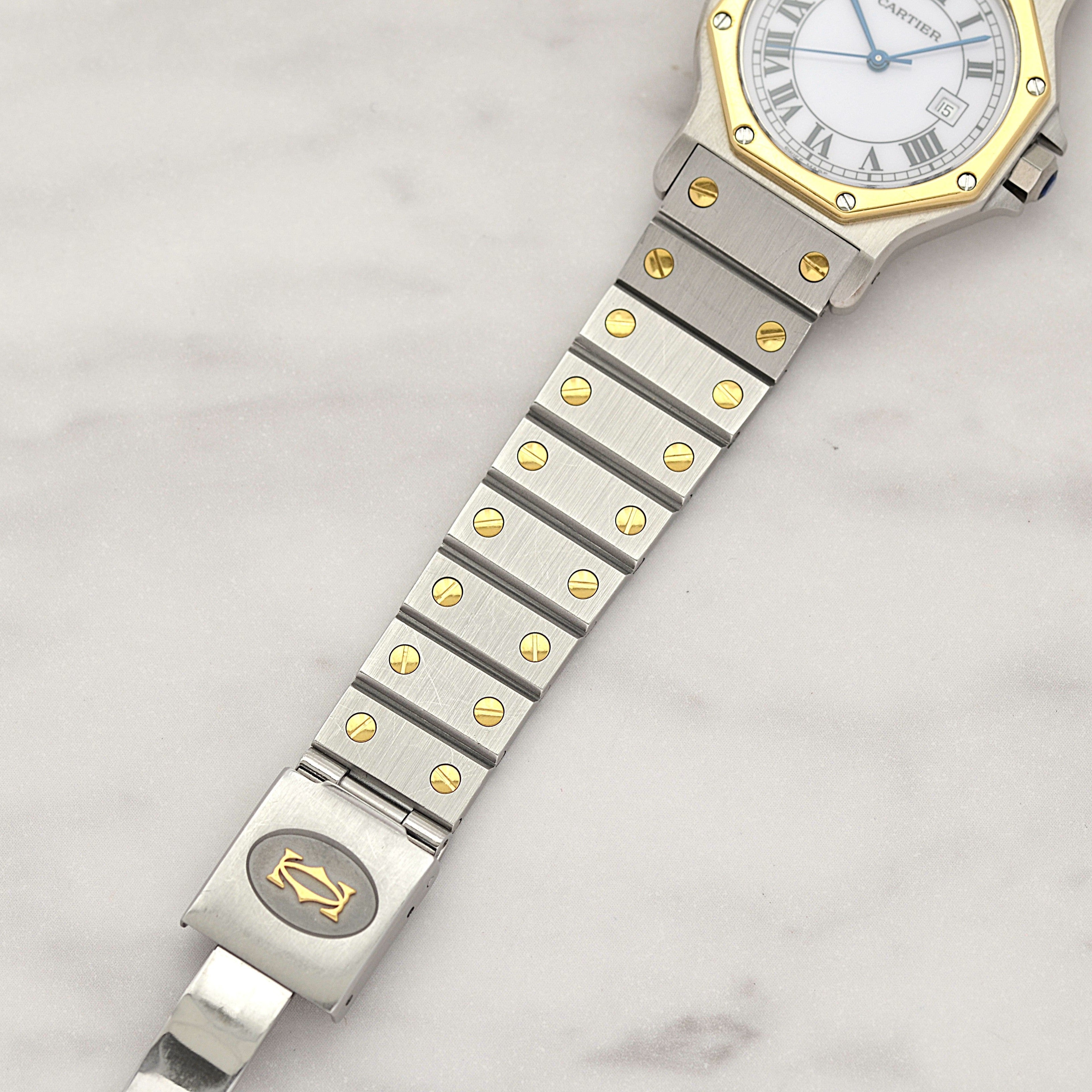 【Cartier】カルティエ サントスオクタゴン LM 18KYG×SS 永久保証書付き カルティエコンプリートサービス済み