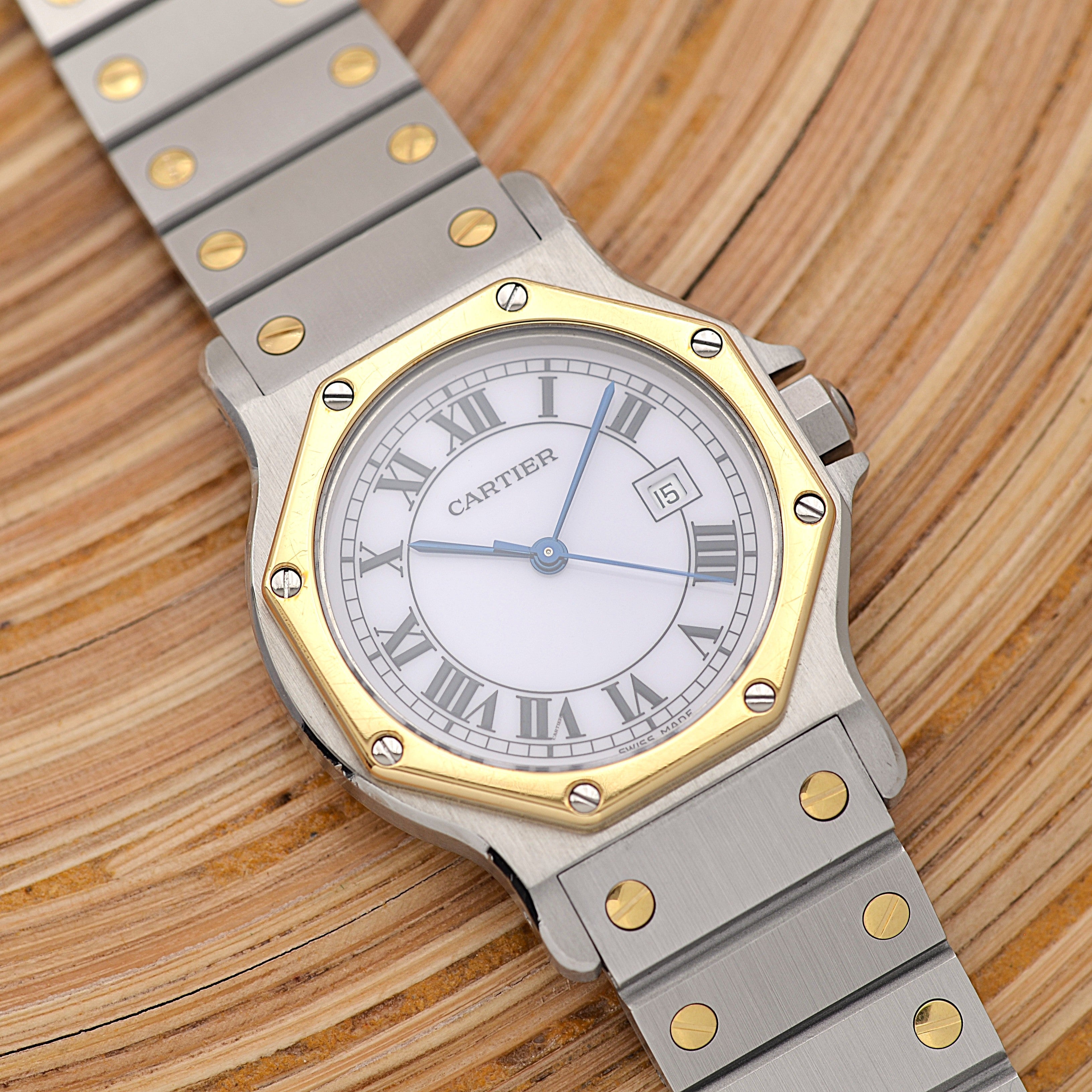 【Cartier】カルティエ サントスオクタゴン LM 18KYG×SS 永久保証書付き カルティエコンプリートサービス済み