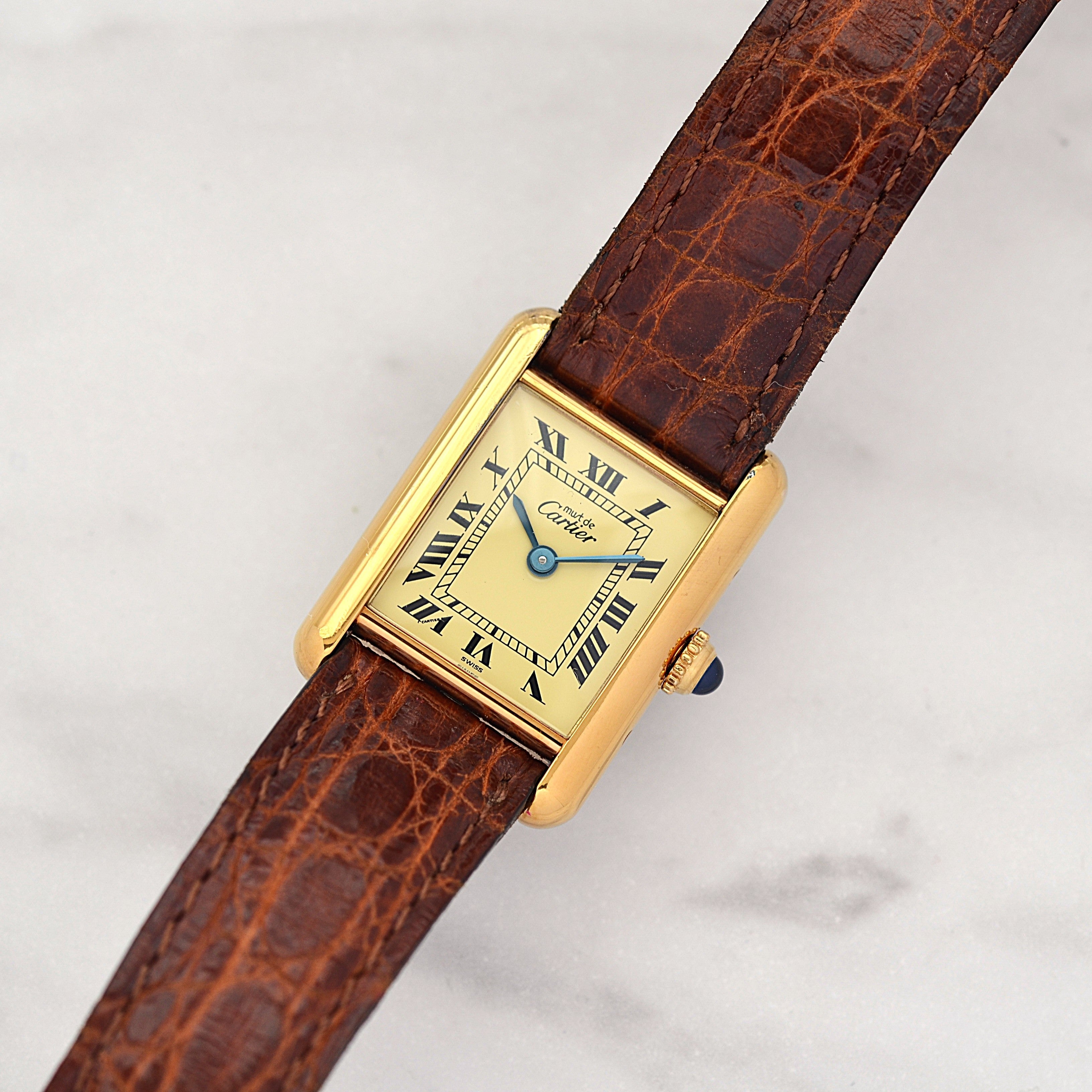 【Cartier】カルティエ マストタンク SM アイボリーローマQZ 付属品完備 デッドストック