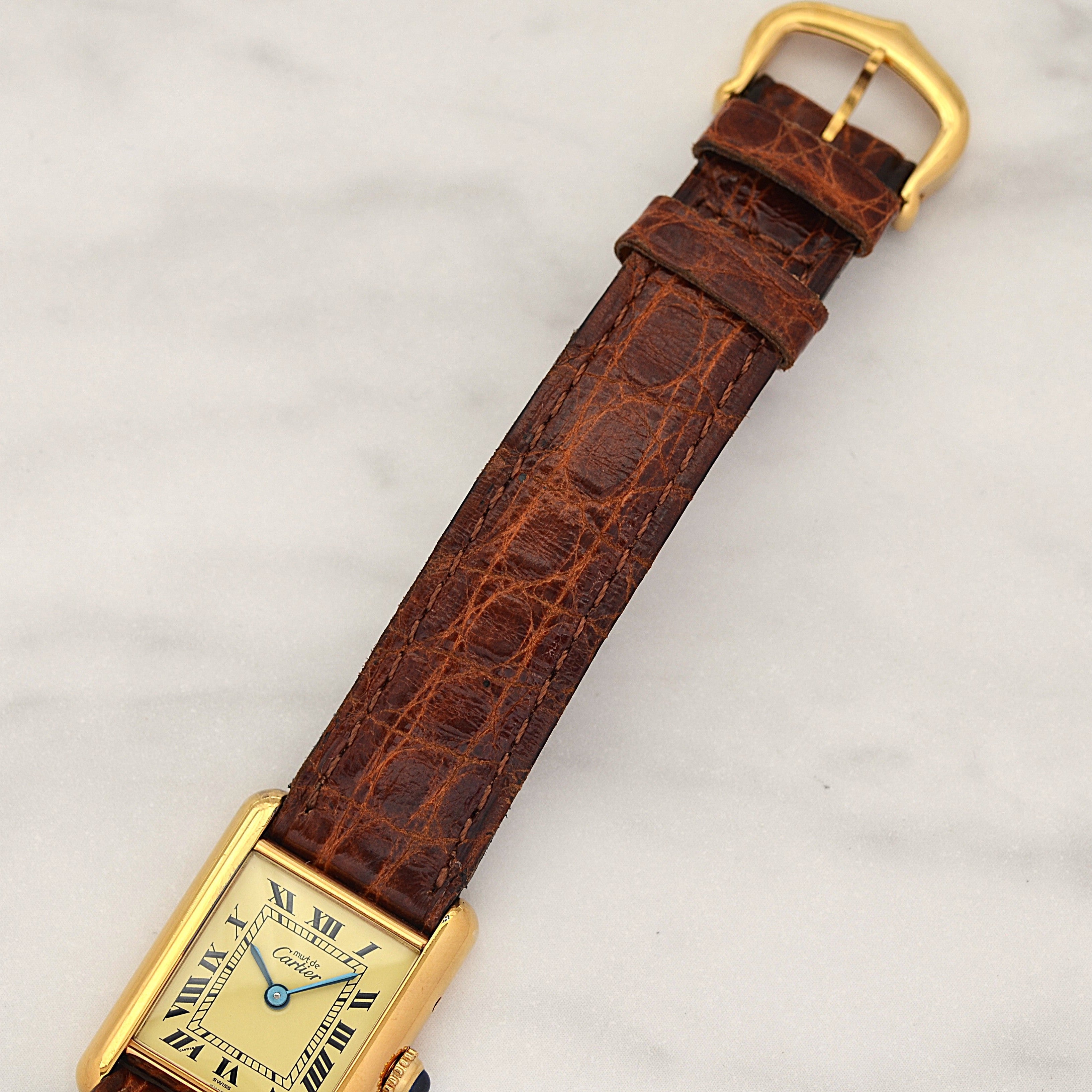 【Cartier】カルティエ マストタンク SM アイボリーローマQZ 付属品完備 デッドストック