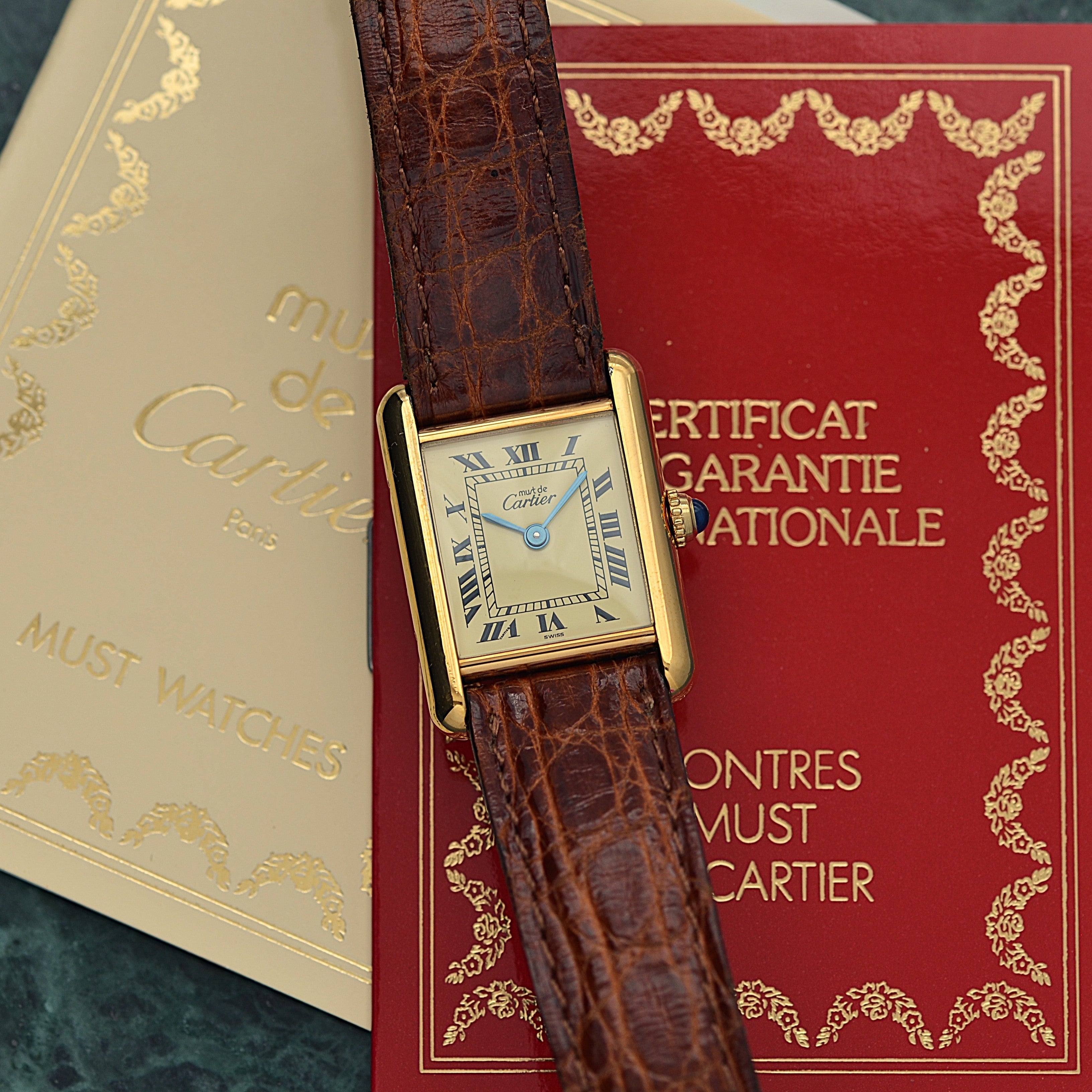 【Cartier】カルティエ マストタンク SM アイボリーローマQZ 付属品完備 デッドストック