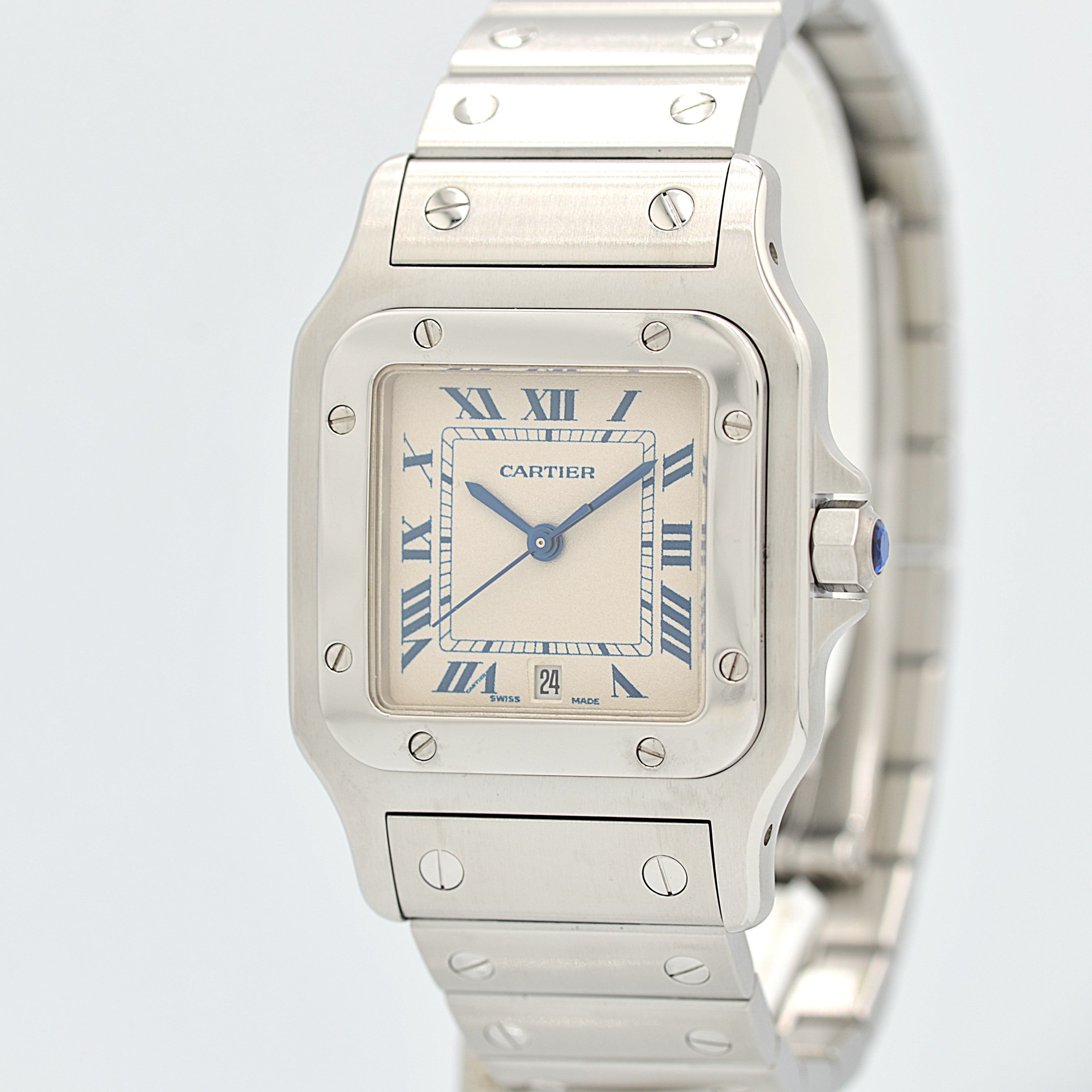 【Cartier】カルティエ サントスガルベLM ブルーローマ カルティエコンプリートサービス済み