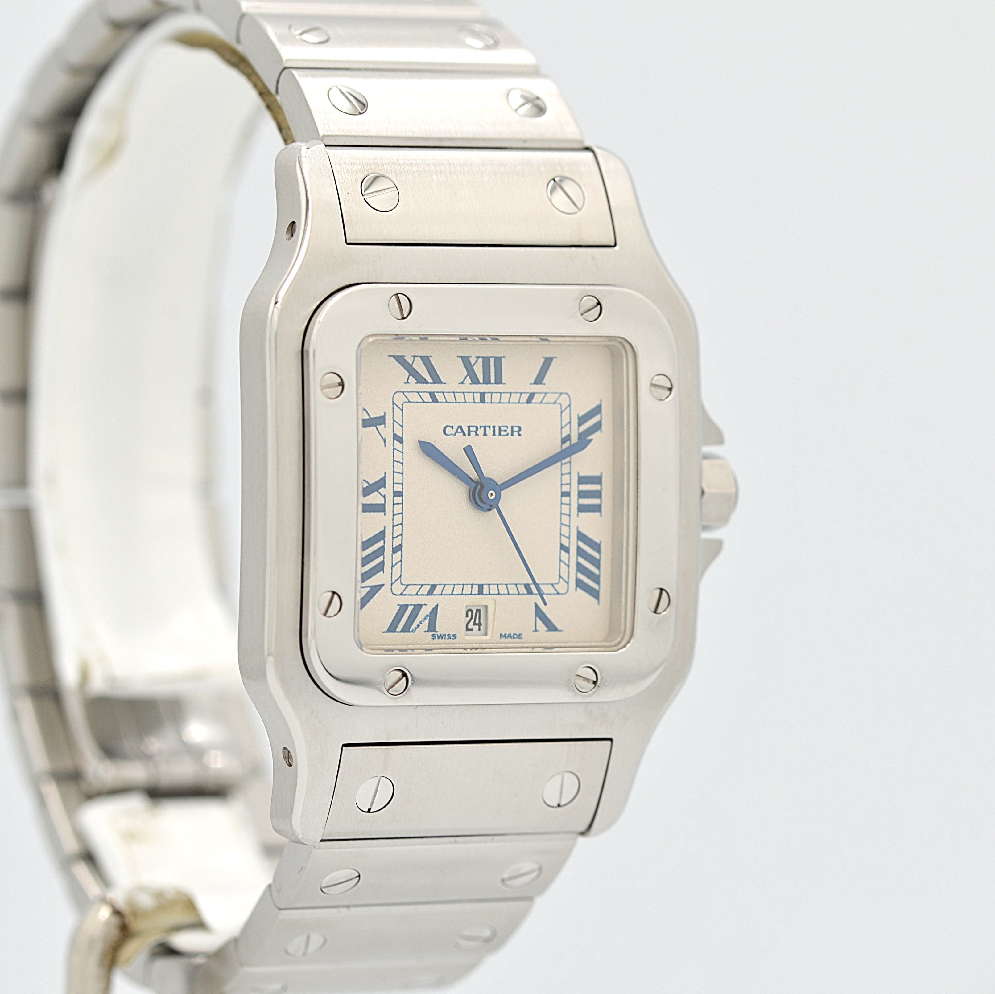 【Cartier】カルティエ サントスガルベLM ブルーローマ カルティエコンプリートサービス済み