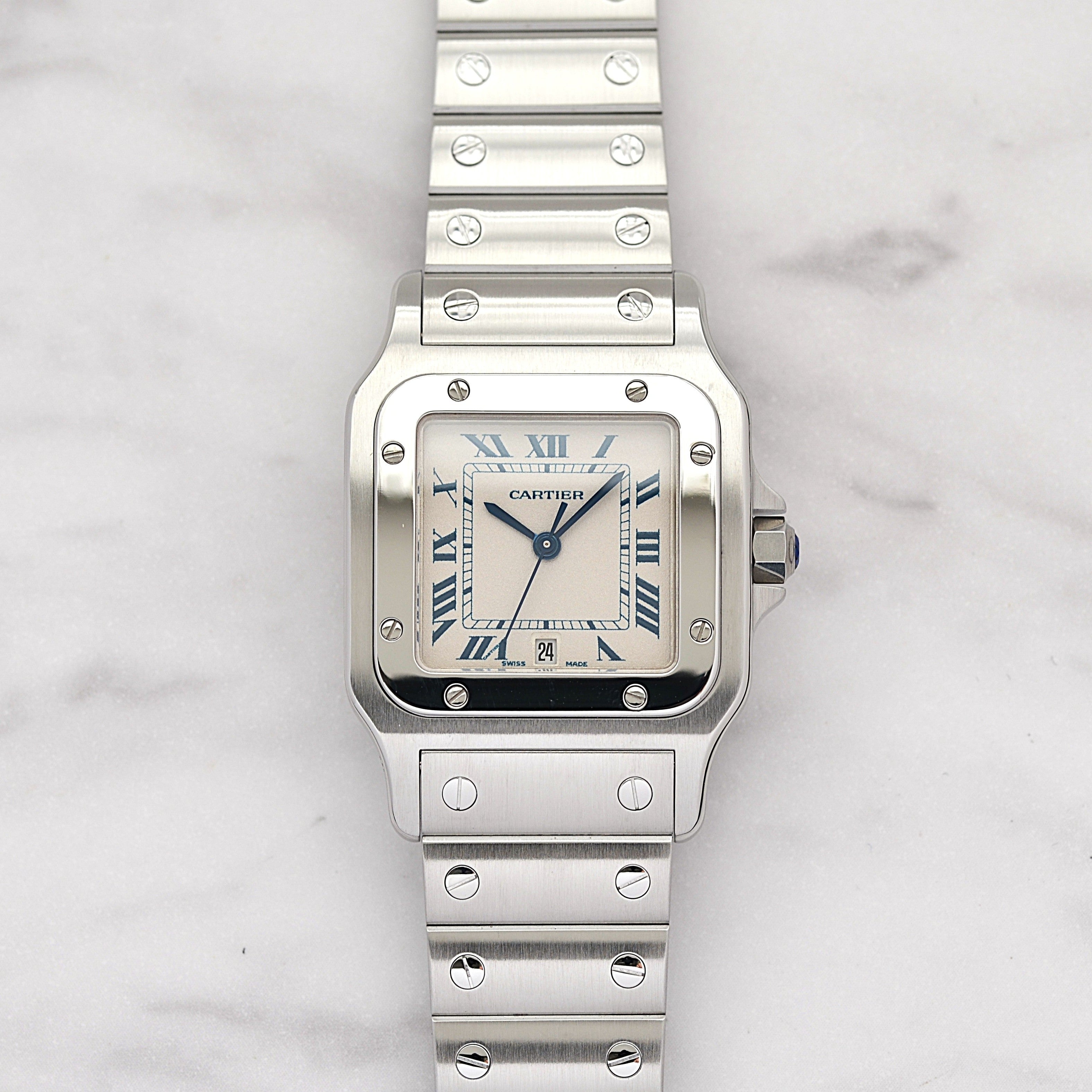 【Cartier】カルティエ サントスガルベLM ブルーローマ カルティエコンプリートサービス済み