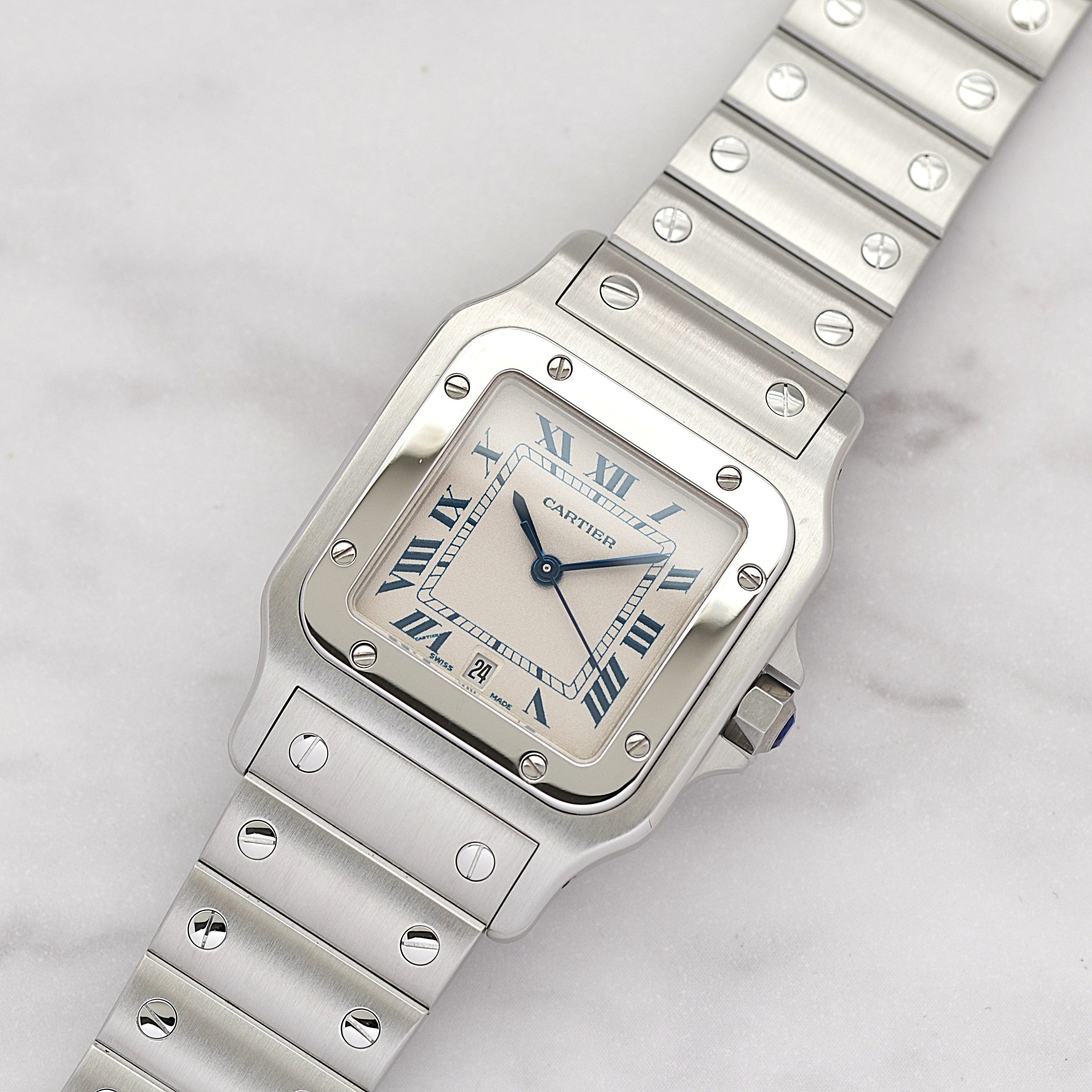 【Cartier】カルティエ サントスガルベLM ブルーローマ カルティエコンプリートサービス済み