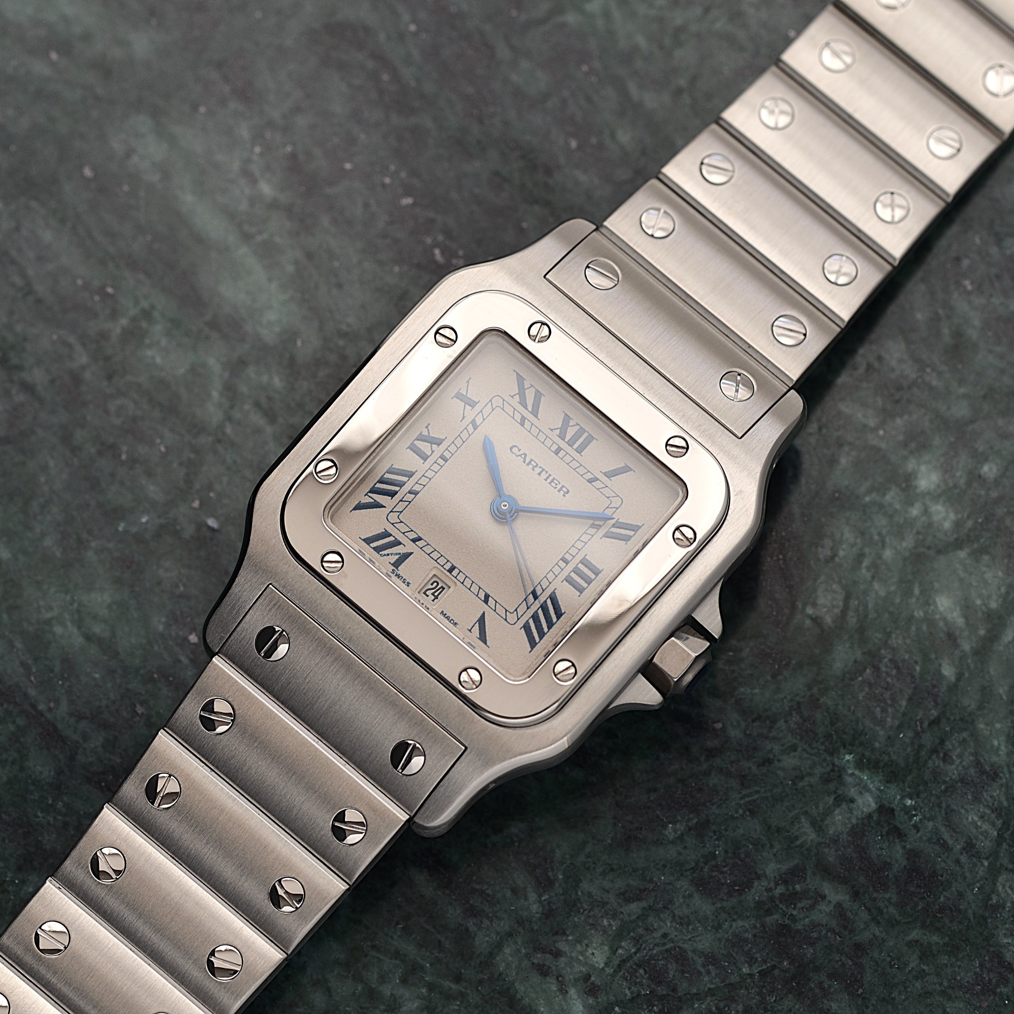 【Cartier】カルティエ サントスガルベLM ブルーローマ カルティエコンプリートサービス済み