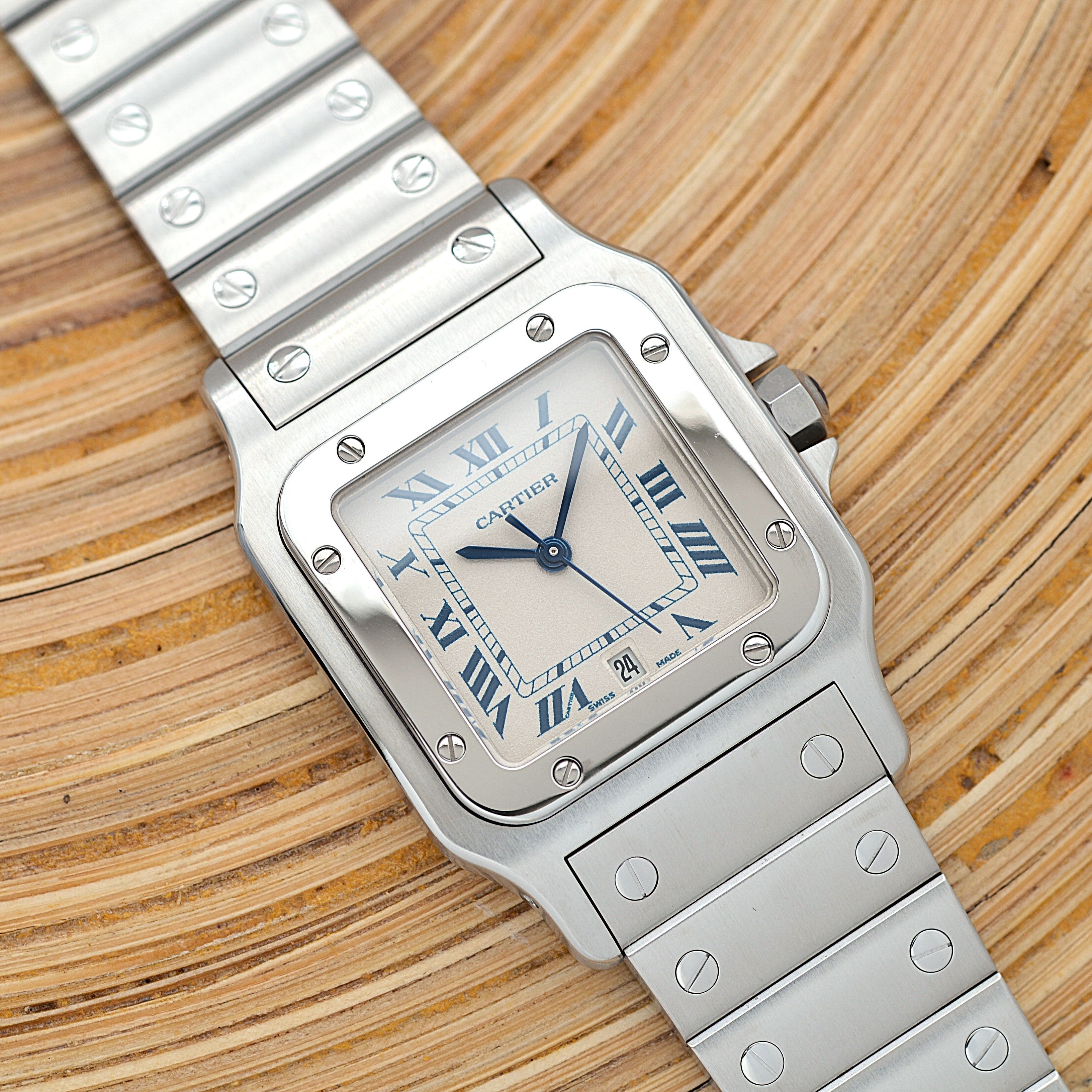 【Cartier】カルティエ サントスガルベLM ブルーローマ カルティエコンプリートサービス済み