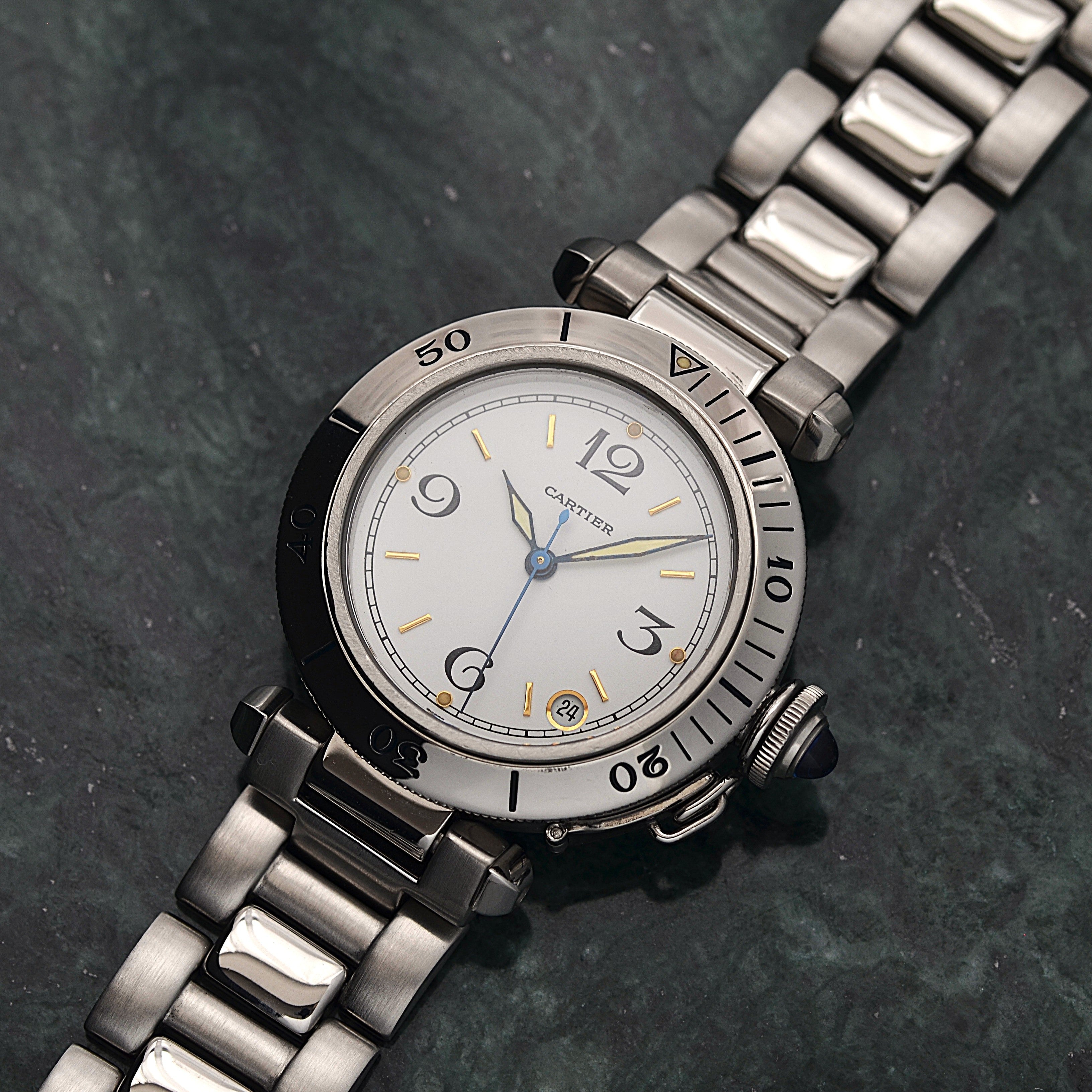 [Cartier] Cartier Pasha C35 Plonger White 12, 3, 6, 9