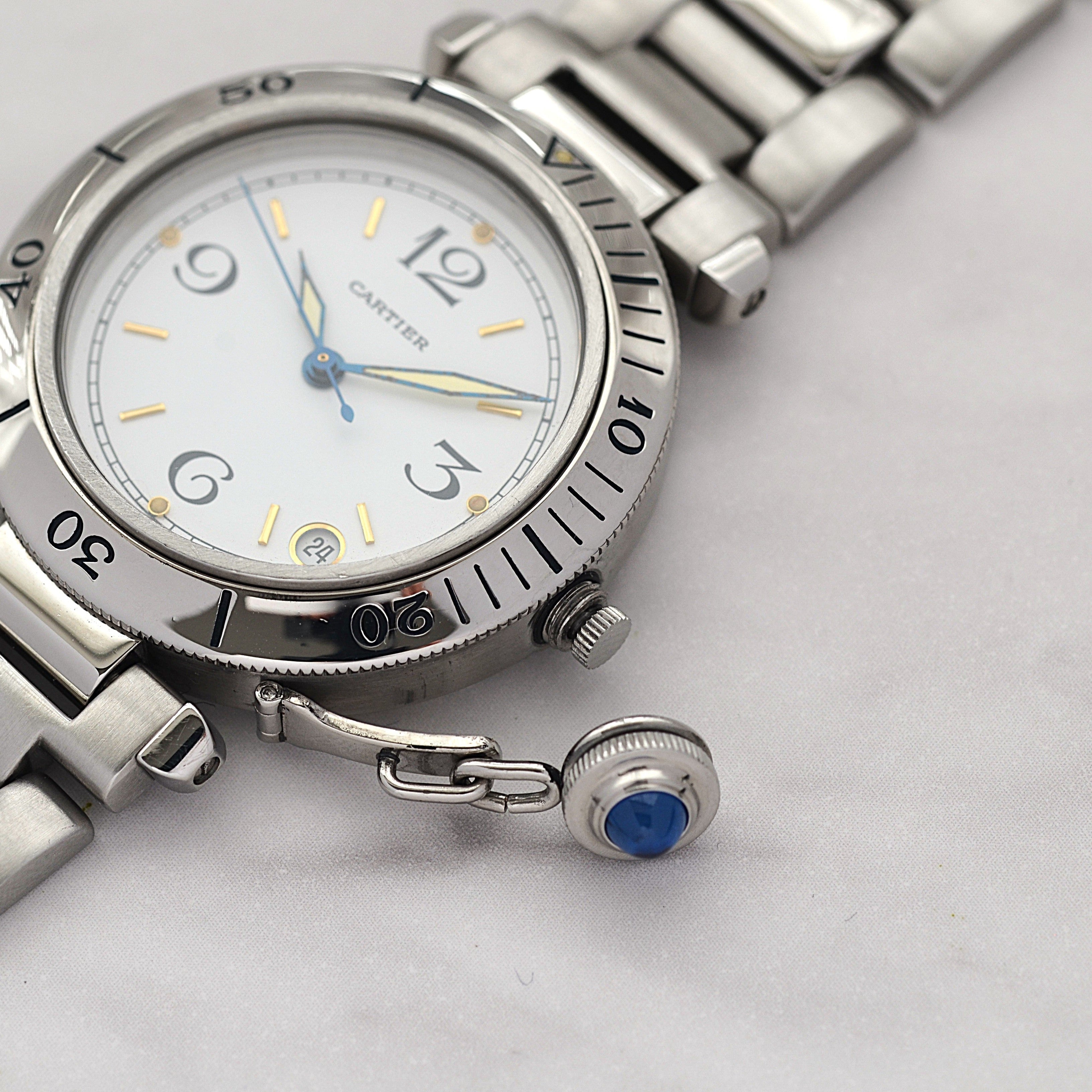 [Cartier] Cartier Pasha C35 Plonger White 12, 3, 6, 9