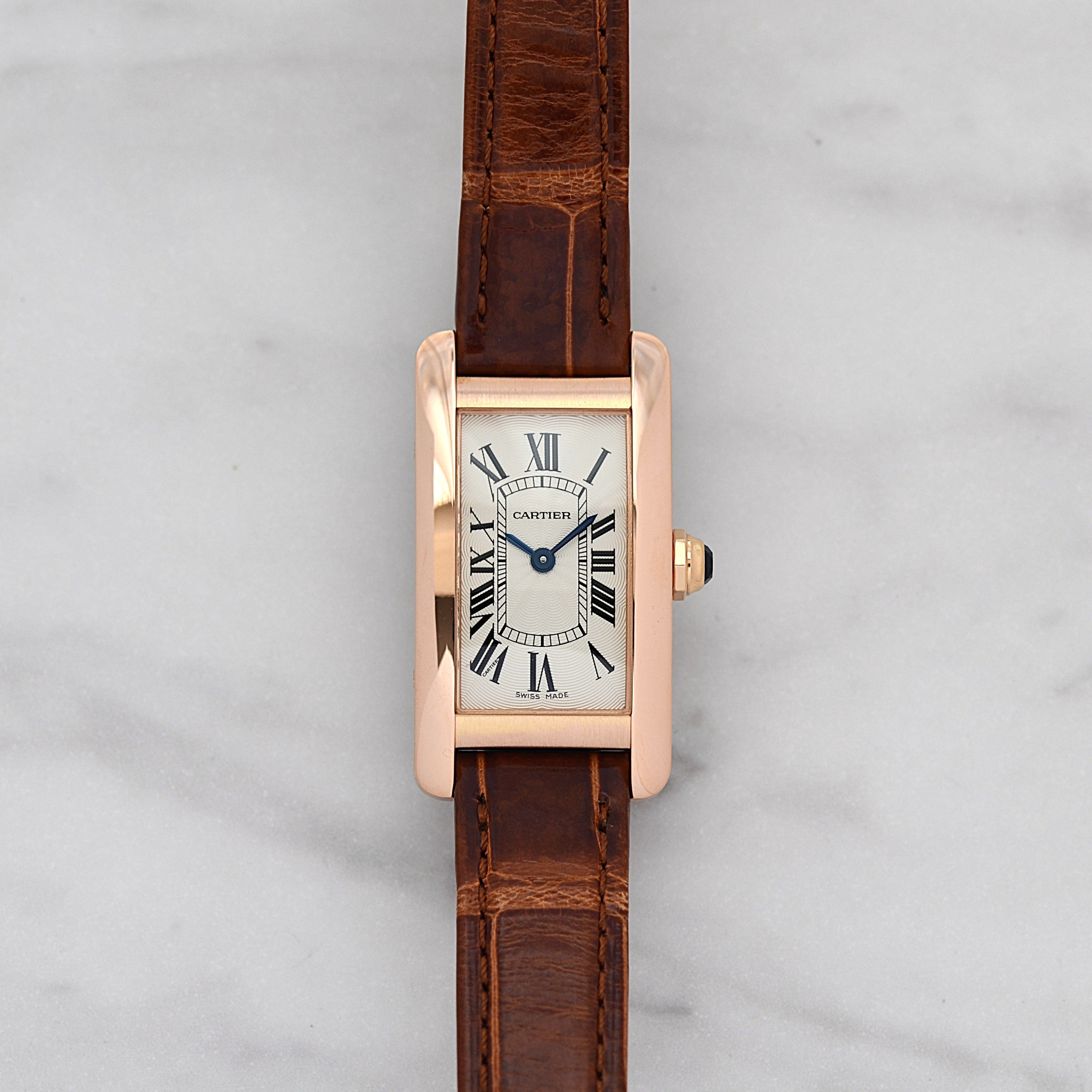 【Cartier】カルティエ タンクアメリカンSM 18KPG 付属品完備 カルティエコンプリートサービス済み