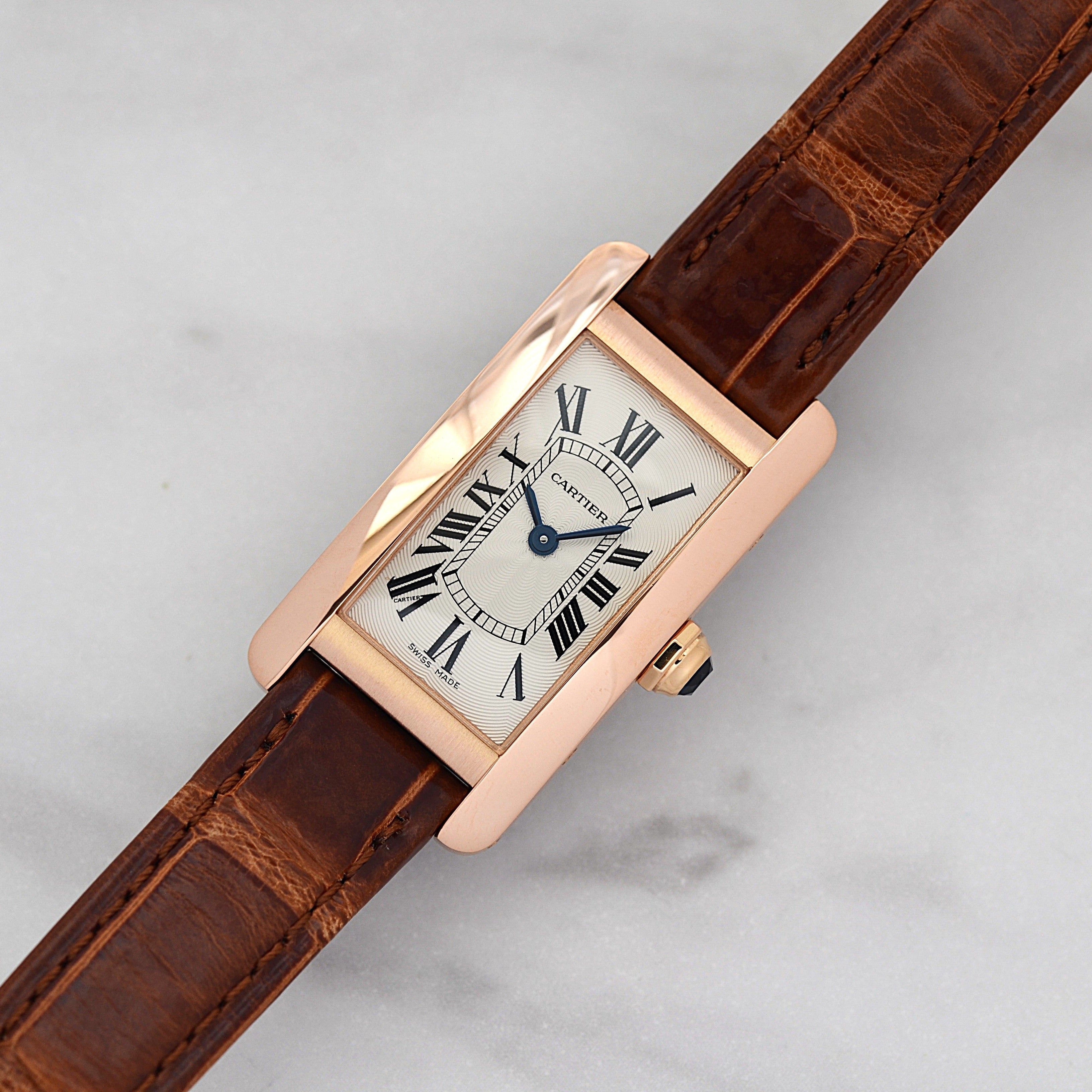 【Cartier】カルティエ タンクアメリカンSM 18KPG 付属品完備 カルティエコンプリートサービス済み