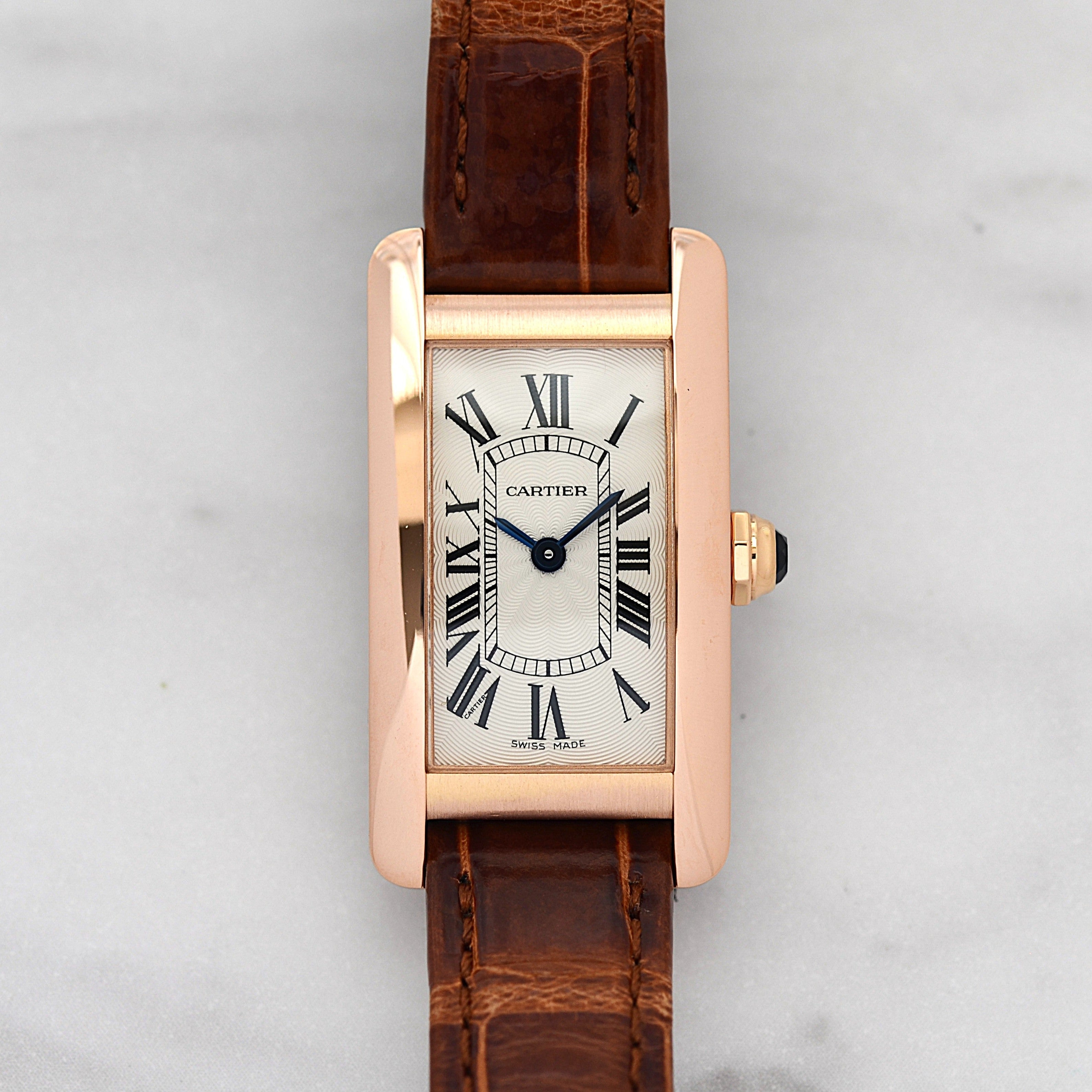 【Cartier】カルティエ タンクアメリカンSM 18KPG 付属品完備 カルティエコンプリートサービス済み