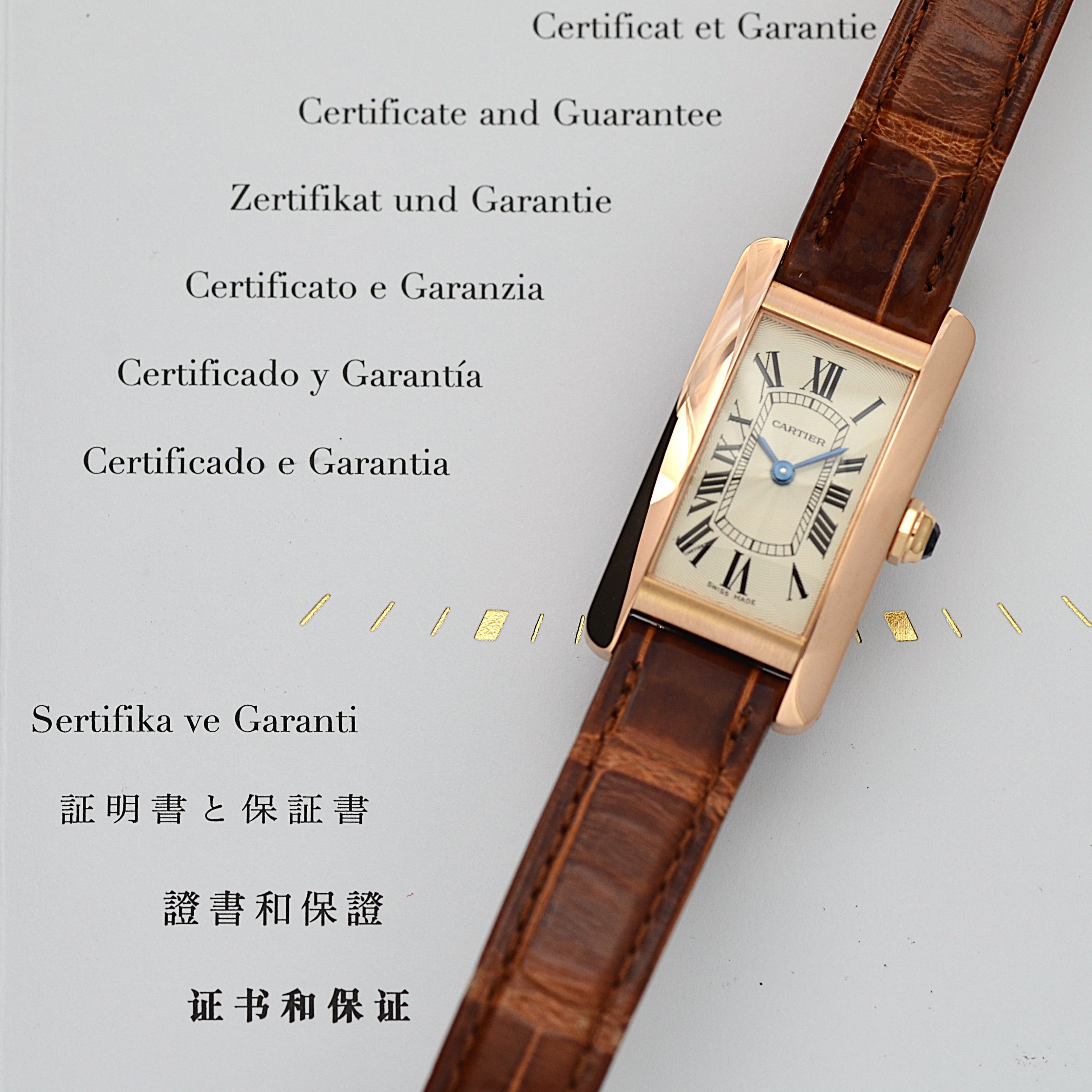 【Cartier】カルティエ タンクアメリカンSM 18KPG 付属品完備 カルティエコンプリートサービス済み
