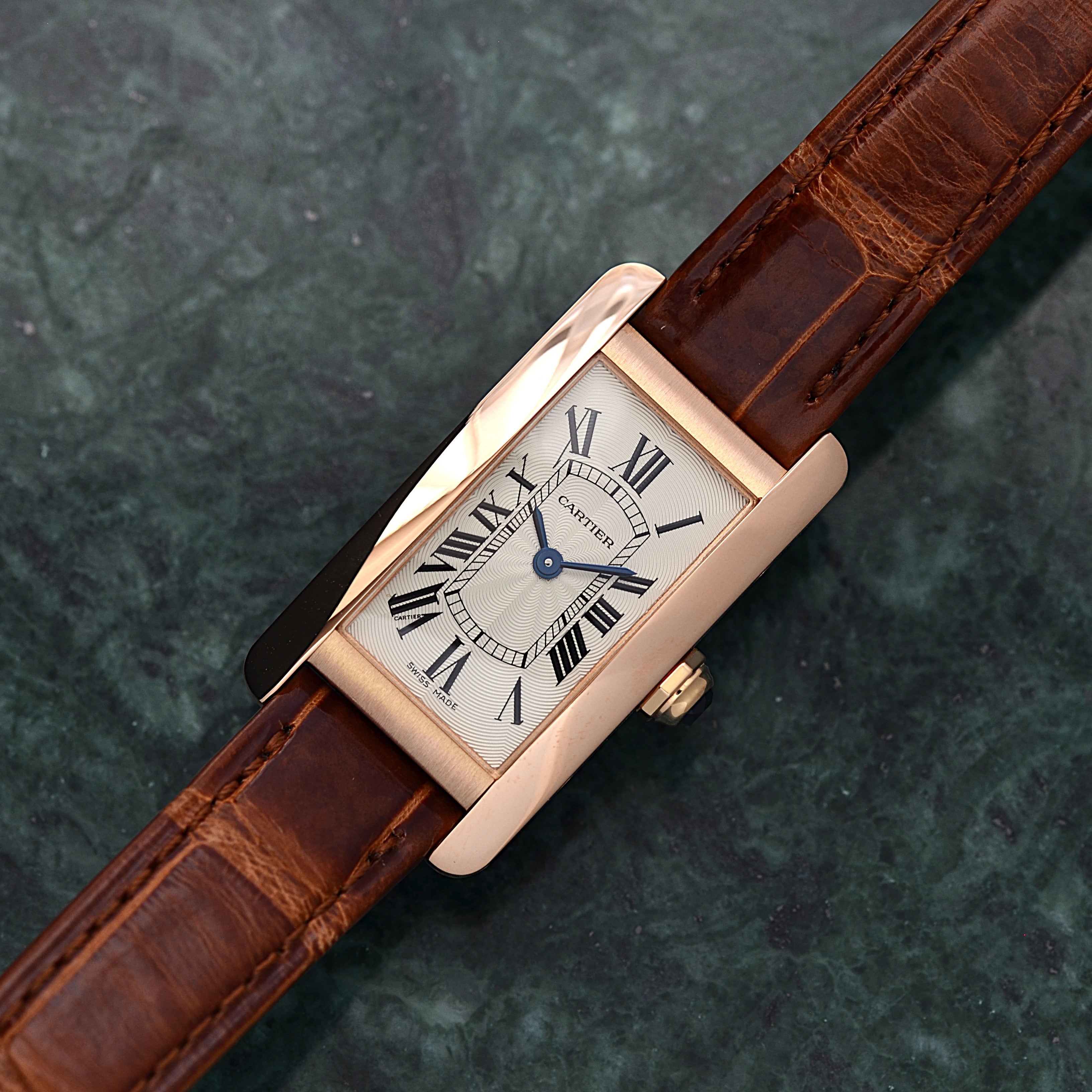 【Cartier】カルティエ タンクアメリカンSM 18KPG 付属品完備 カルティエコンプリートサービス済み