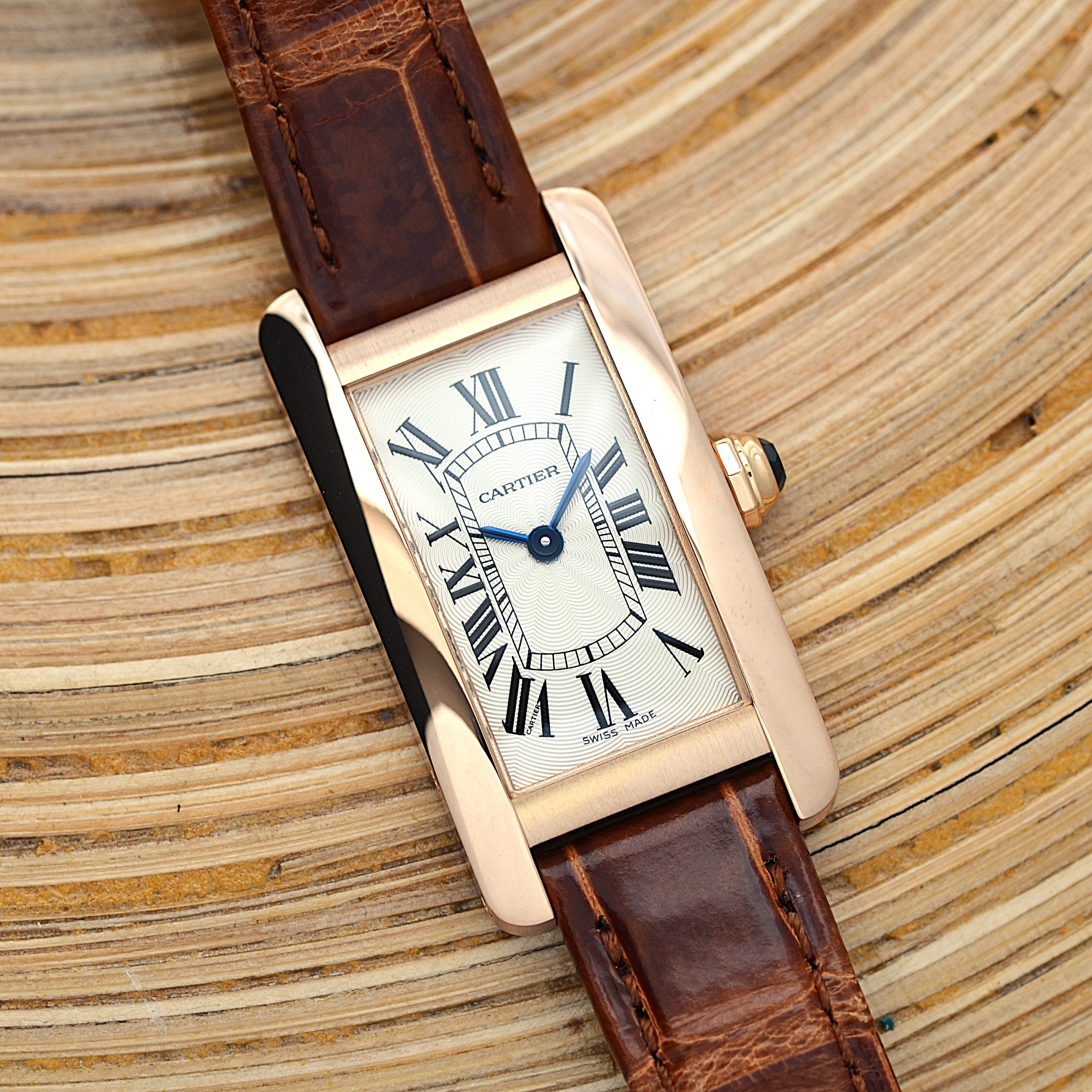 【Cartier】カルティエ タンクアメリカンSM 18KPG 付属品完備 カルティエコンプリートサービス済み