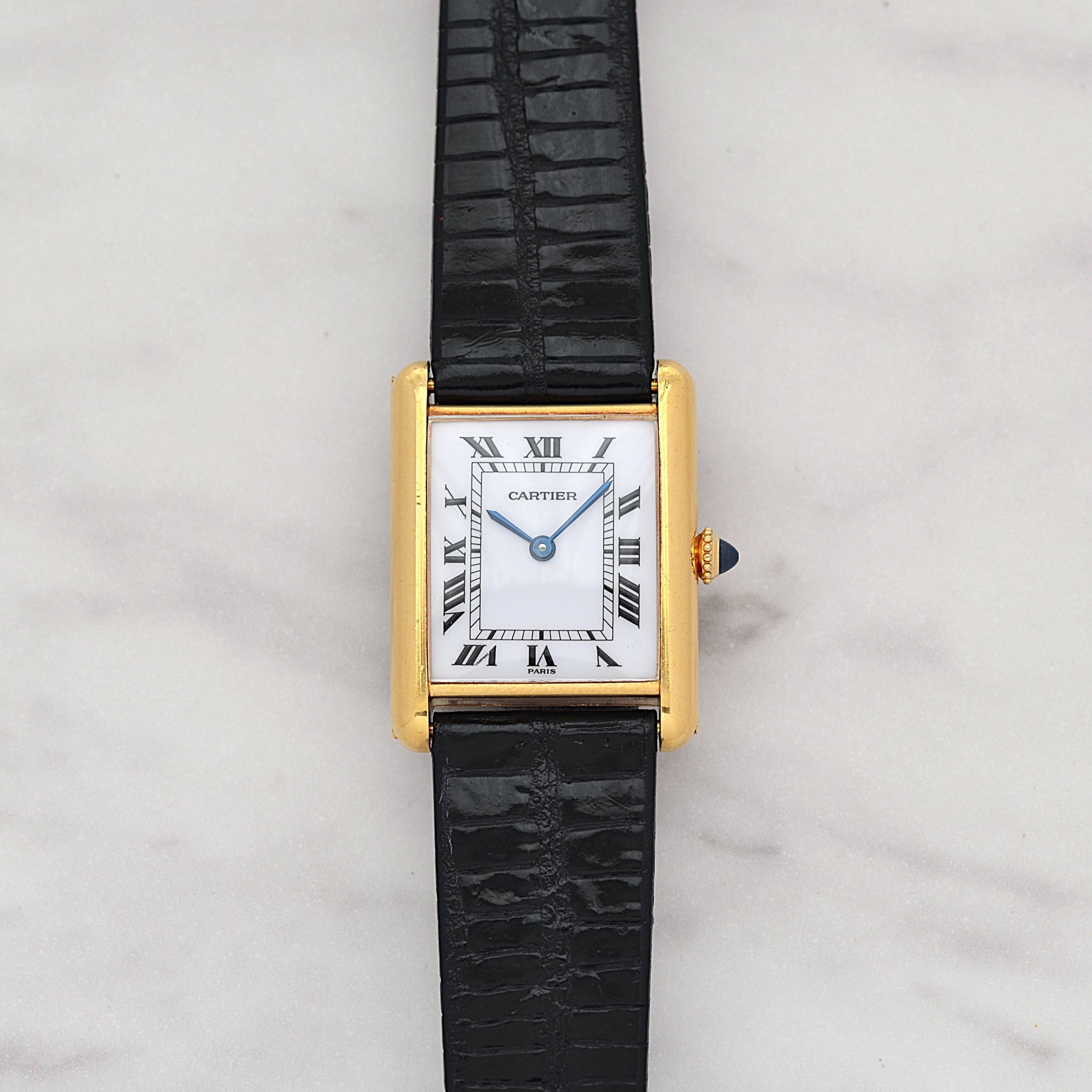 【Cartier】カルティエ タンクルイカルティエLM 18KYG PARIS表記 純正18KYG尾錠付き