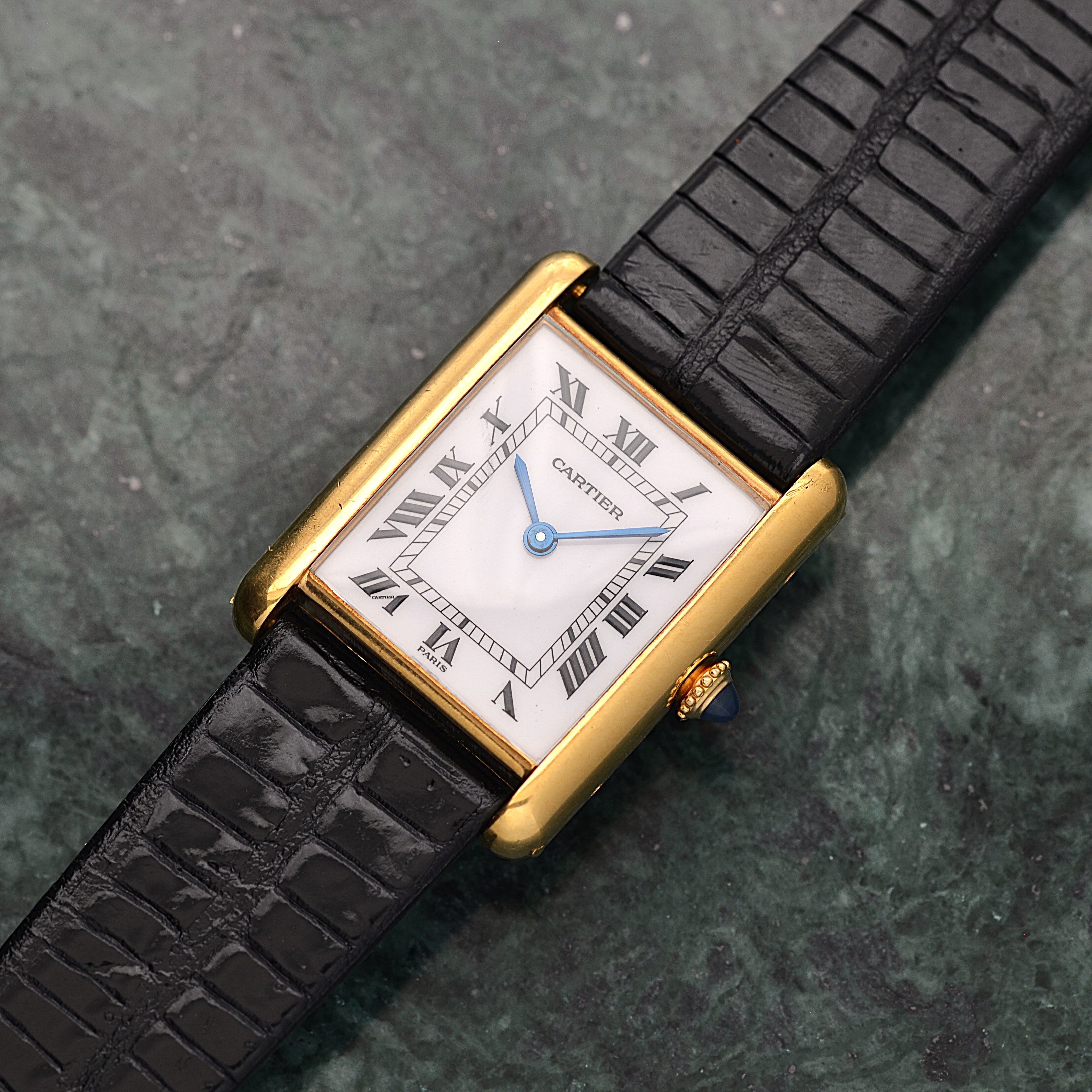 【Cartier】カルティエ タンクルイカルティエLM 18KYG PARIS表記 純正18KYG尾錠付き