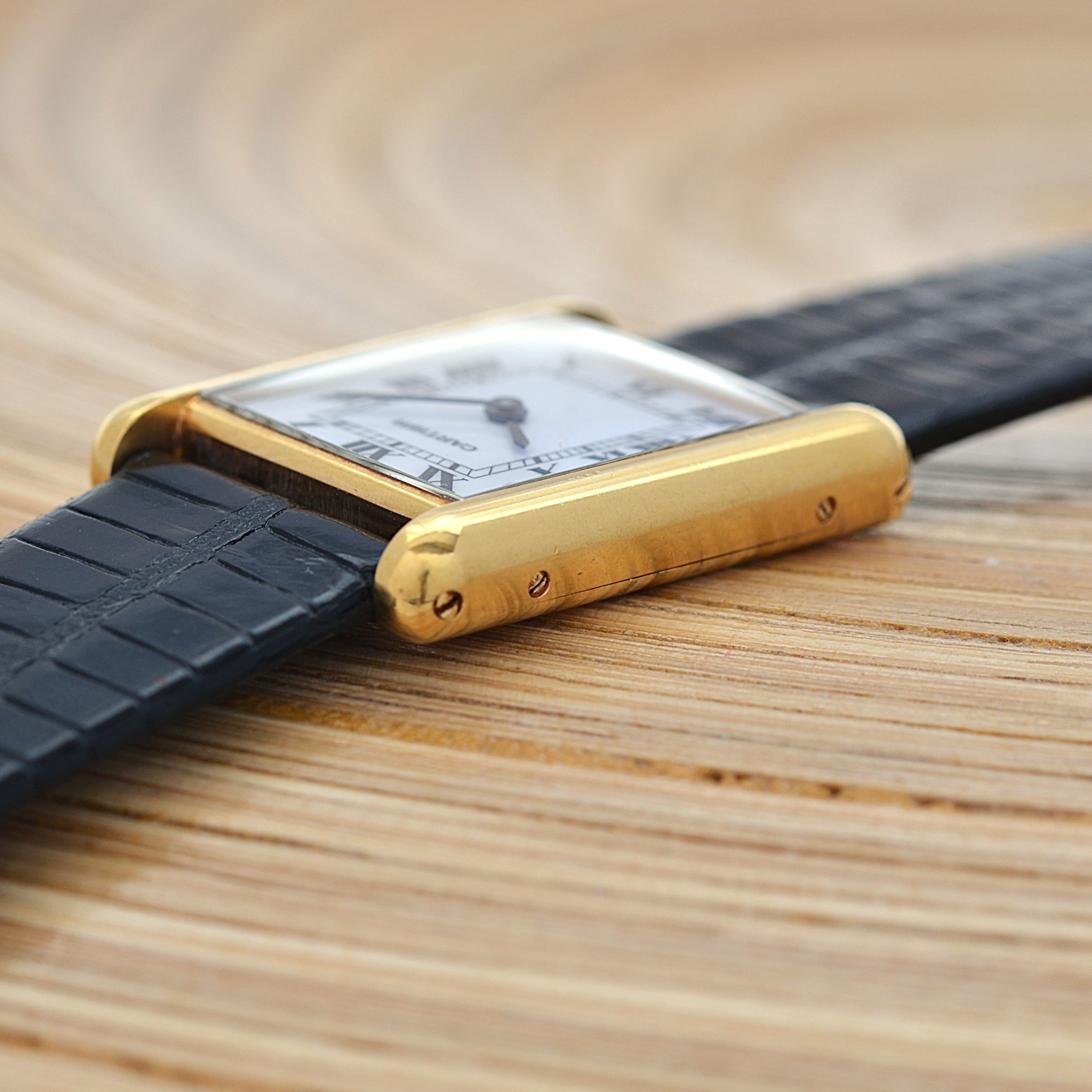 【Cartier】カルティエ タンクルイカルティエLM 18KYG PARIS表記 純正18KYG尾錠付き