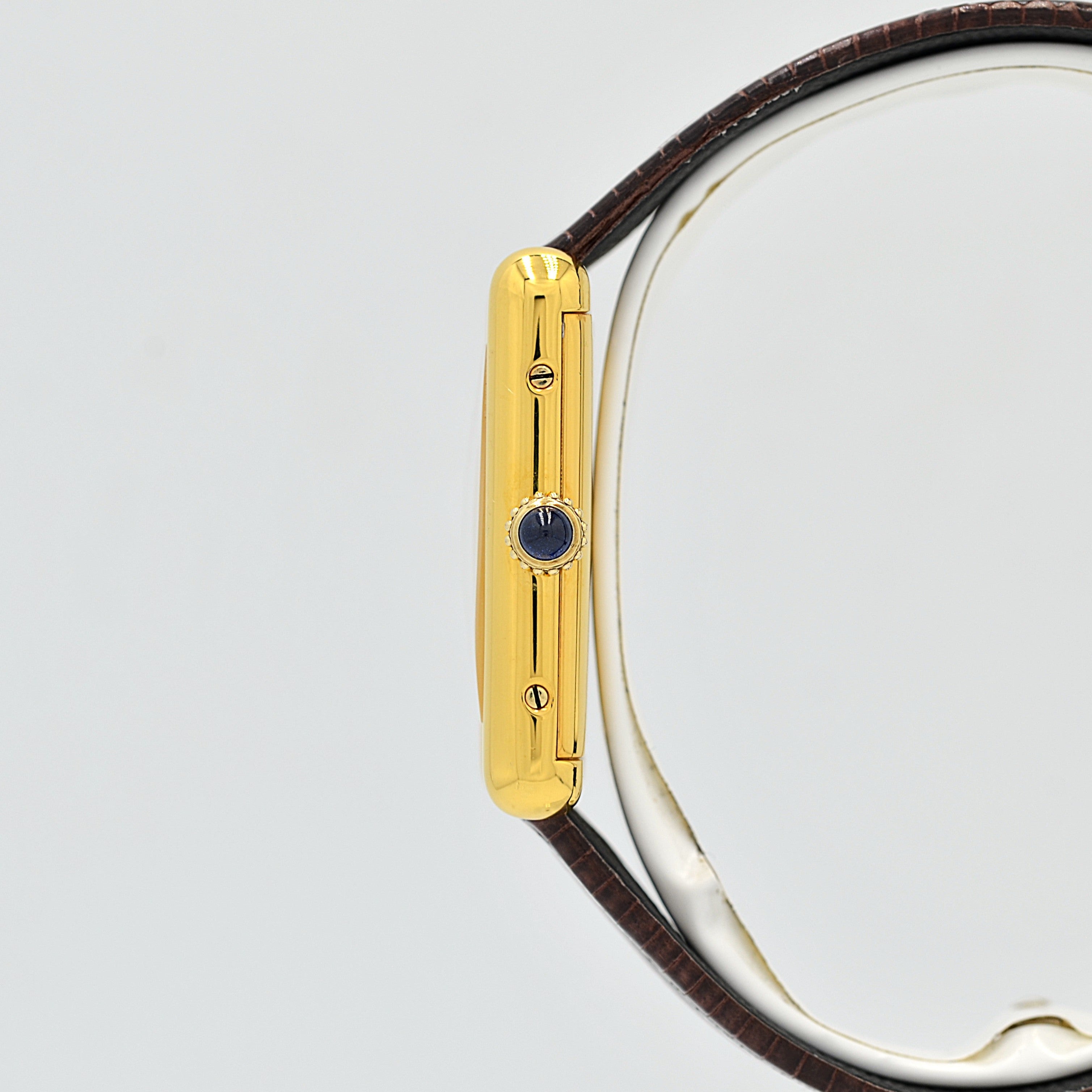 [Cartier] Cartier Must Tank LM Ivory Roman Manual Winding with Genuine Buckle