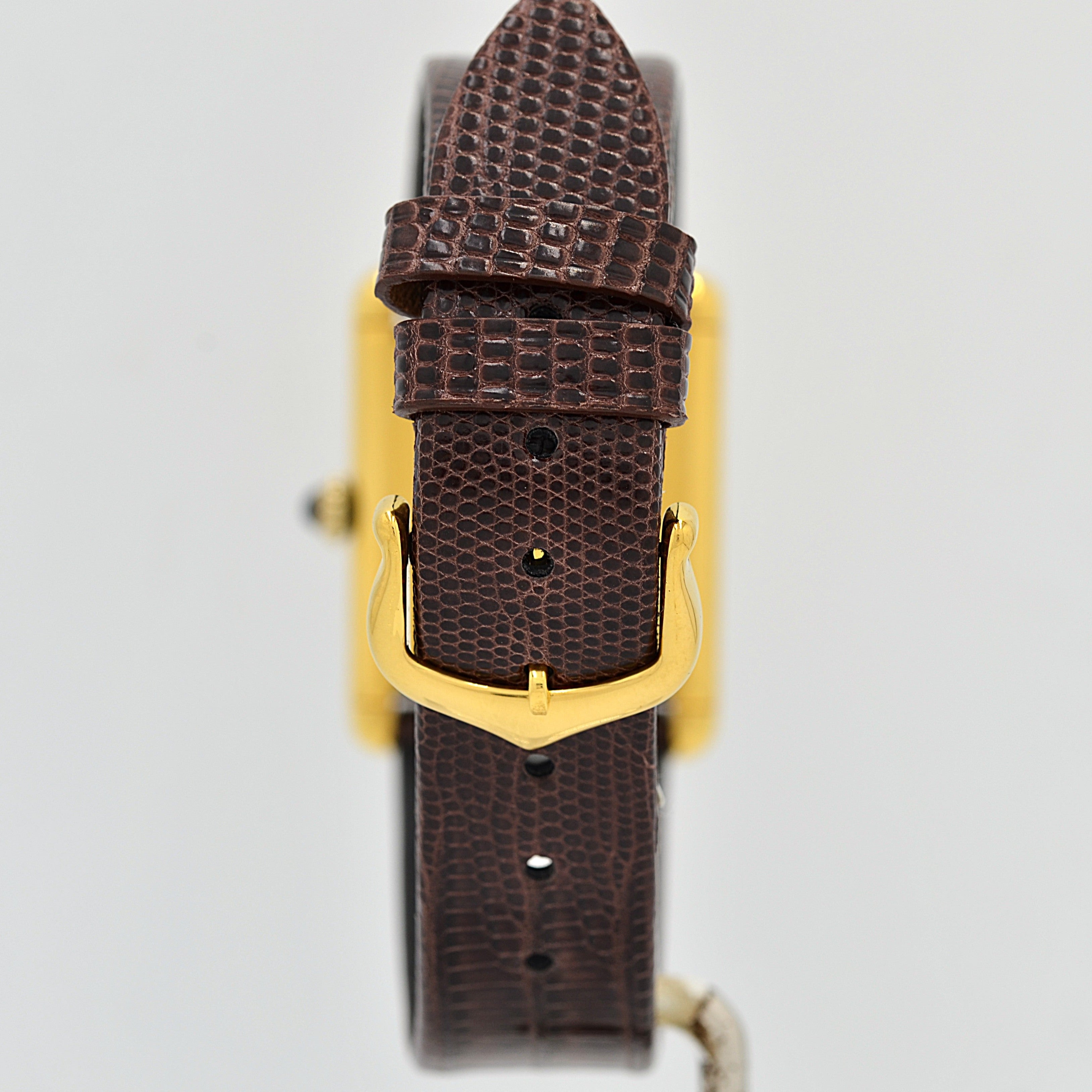 [Cartier] Cartier Must Tank LM Ivory Roman Manual Winding with Genuine Buckle