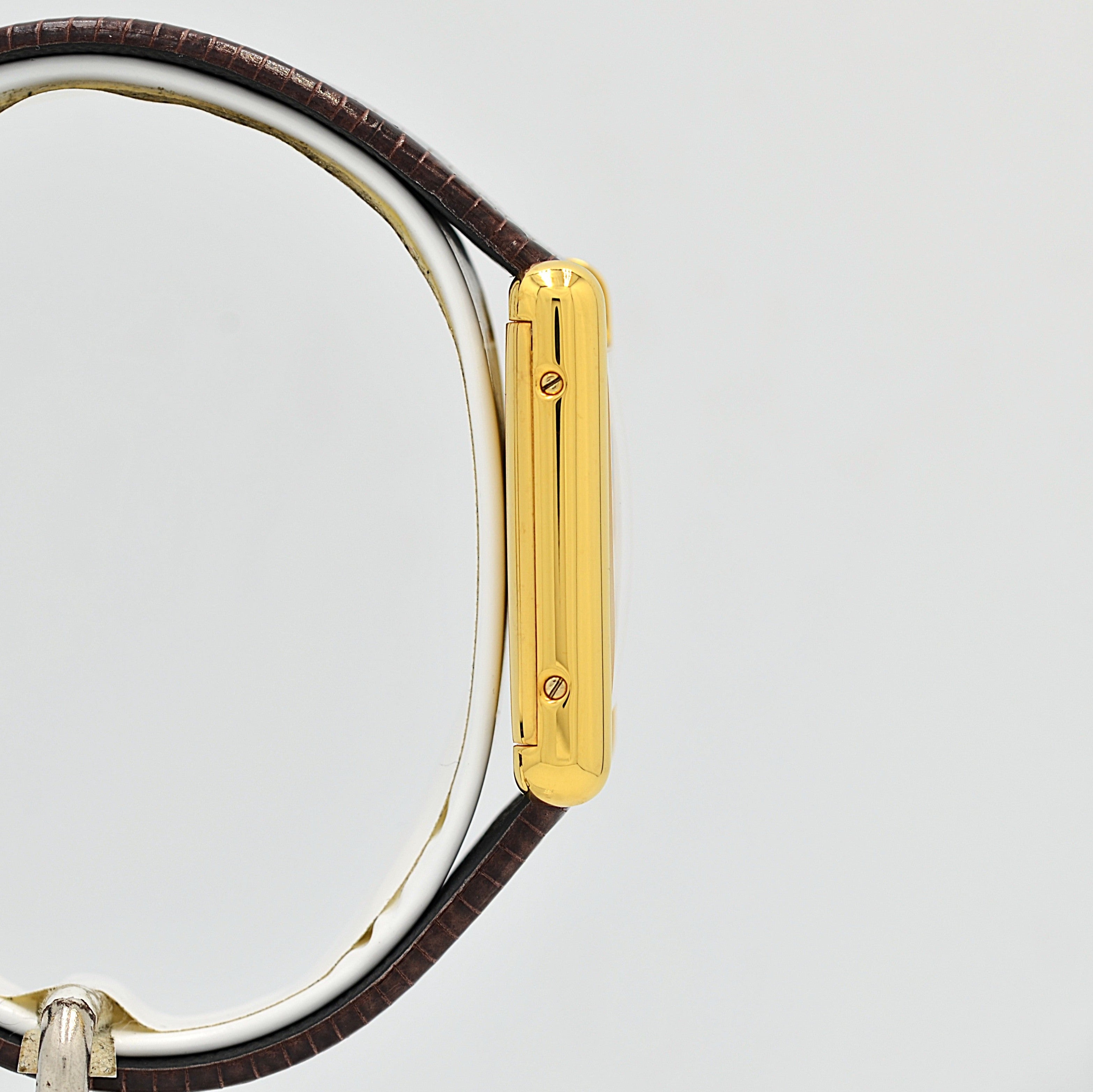 [Cartier] Cartier Must Tank LM Ivory Roman Manual Winding with Genuine Buckle