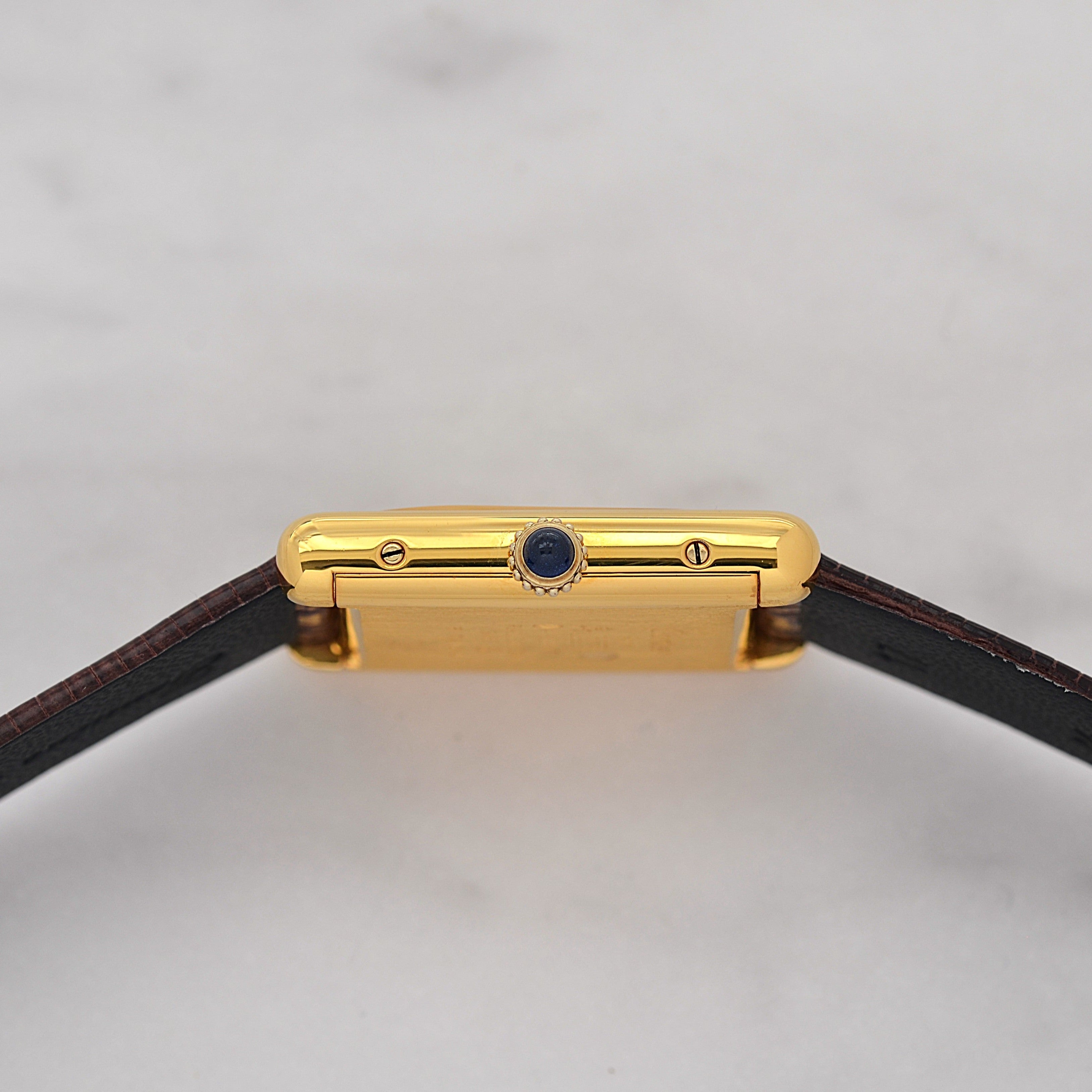 [Cartier] Cartier Must Tank LM Ivory Roman Manual Winding with Genuine Buckle