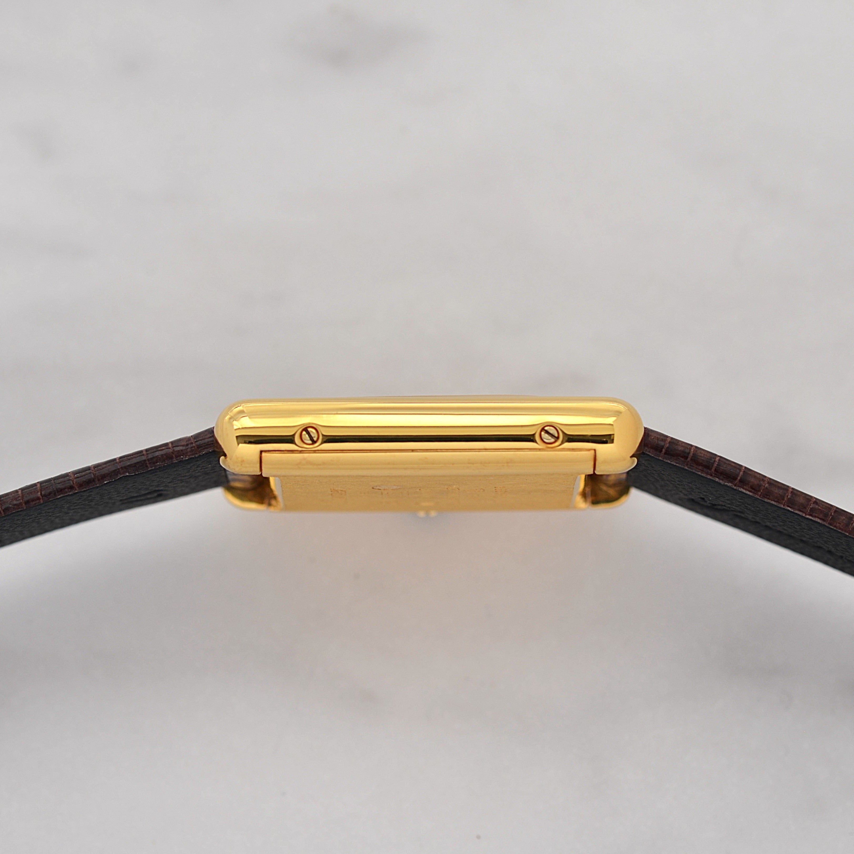 [Cartier] Cartier Must Tank LM Ivory Roman Manual Winding with Genuine Buckle