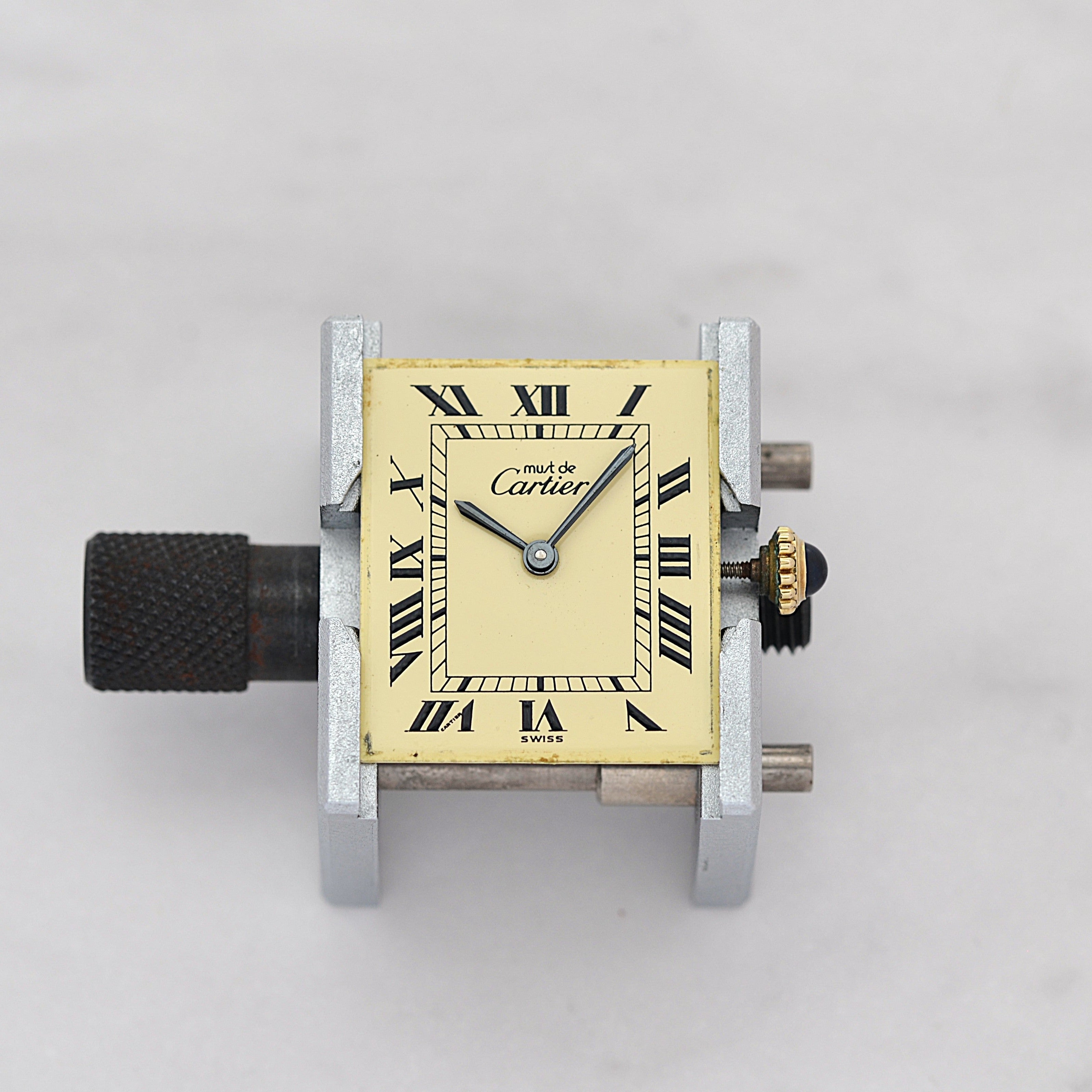 [Cartier] Cartier Must Tank LM Ivory Roman Manual Winding with Genuine Buckle