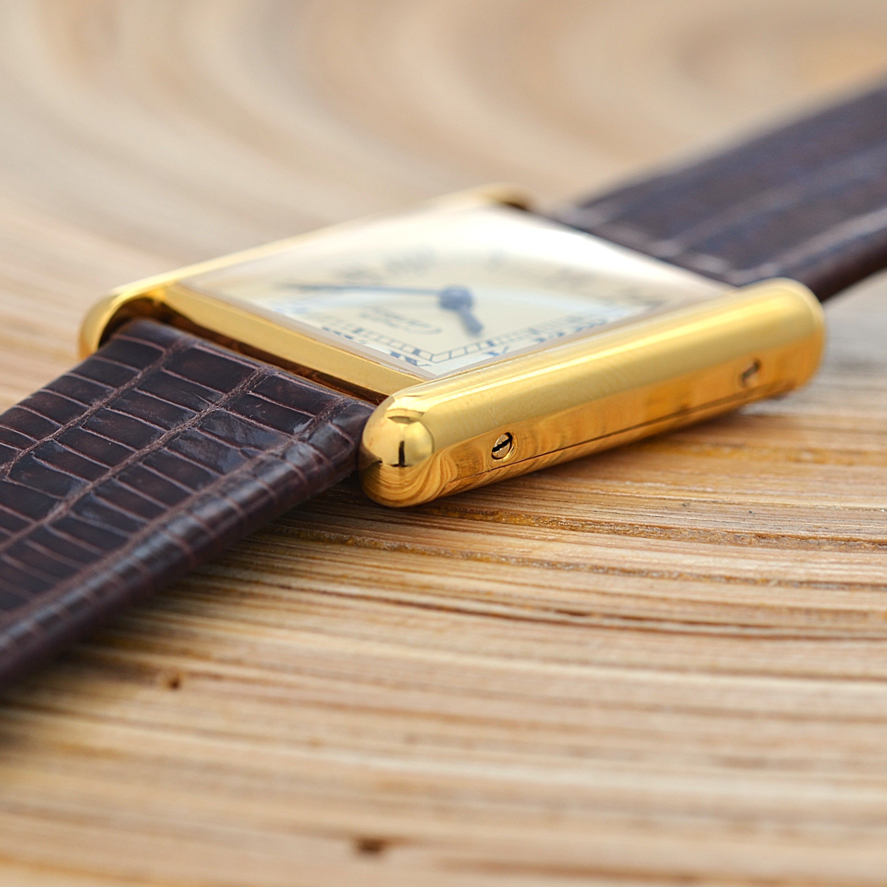 [Cartier] Cartier Must Tank LM Ivory Roman Manual Winding with Genuine Buckle