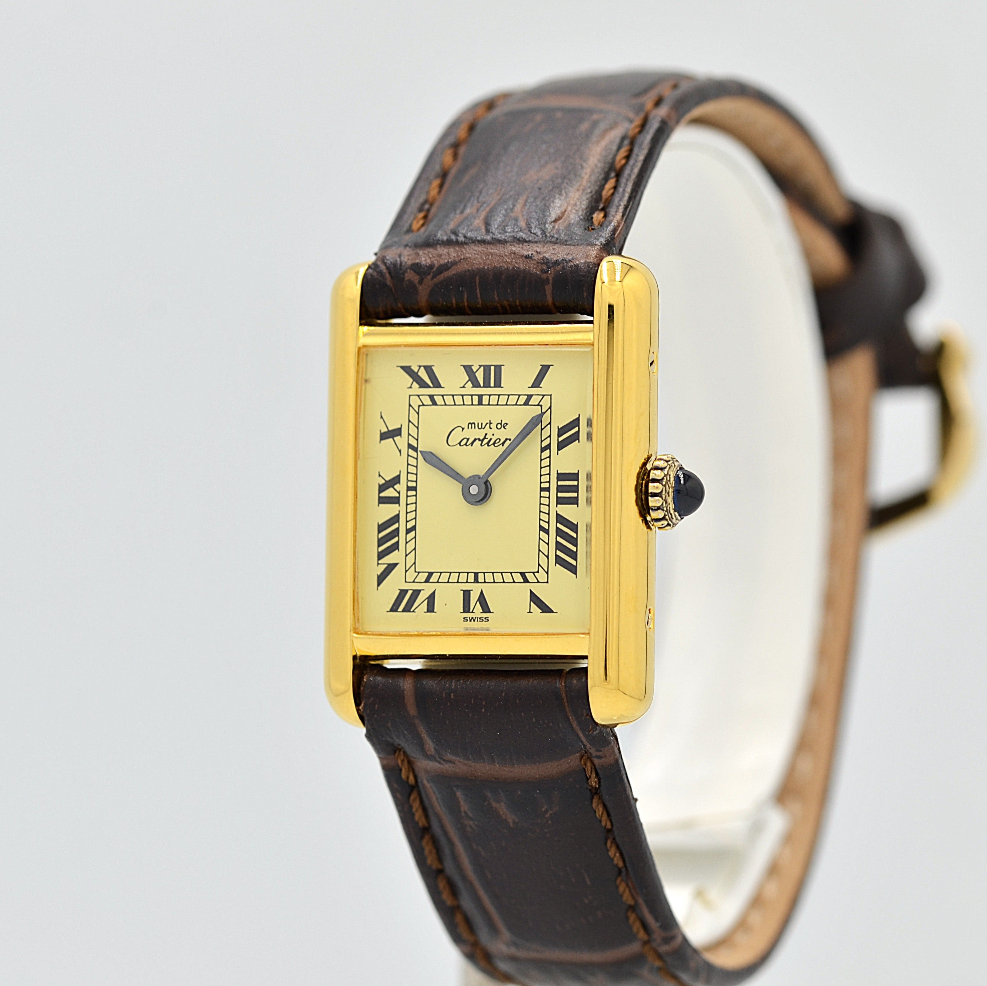 【Cartier】カルティエ マストタンクSM アイボリーローマ 手巻き 純正尾錠付き