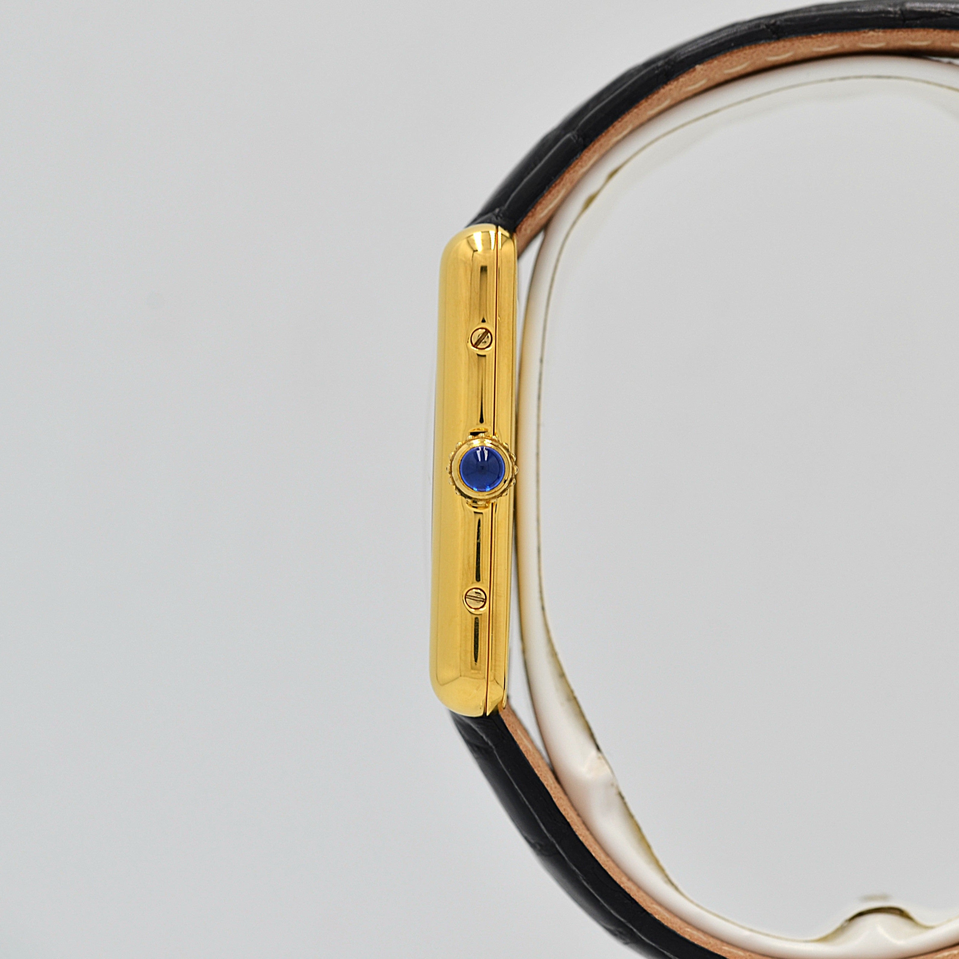 【Cartier】カルティエ マストタンクLM 飛びアラビア文字盤 純正Dバックル付き