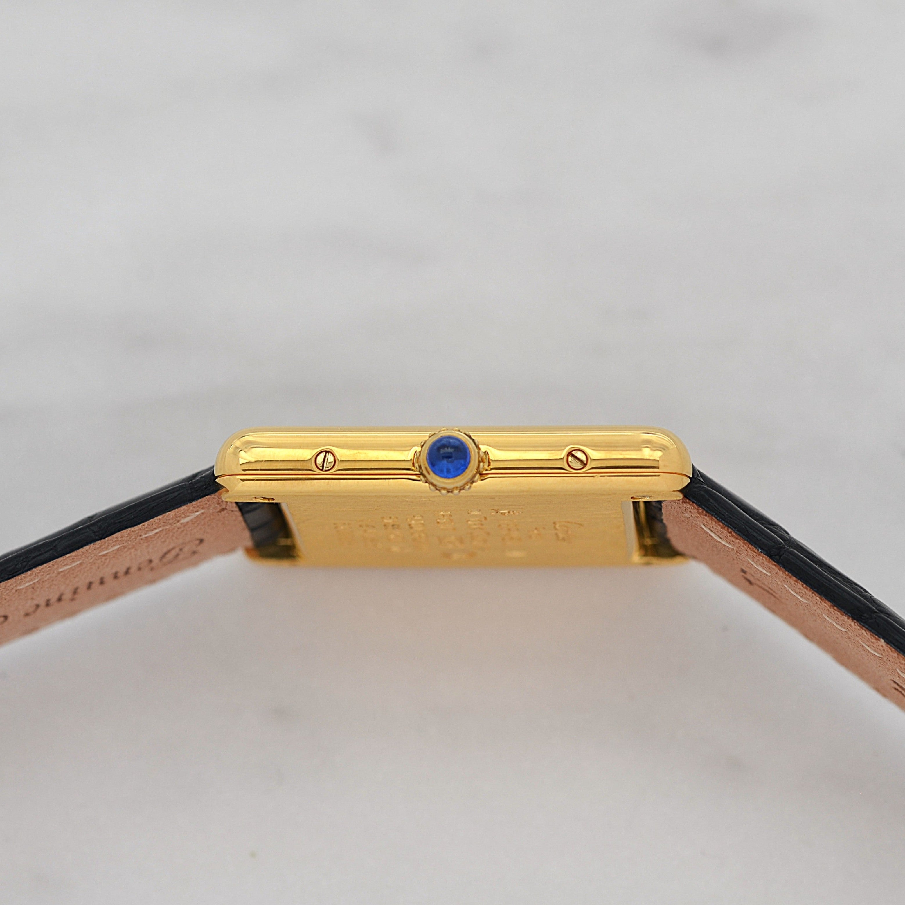 【Cartier】カルティエ マストタンクLM 飛びアラビア文字盤 純正Dバックル付き