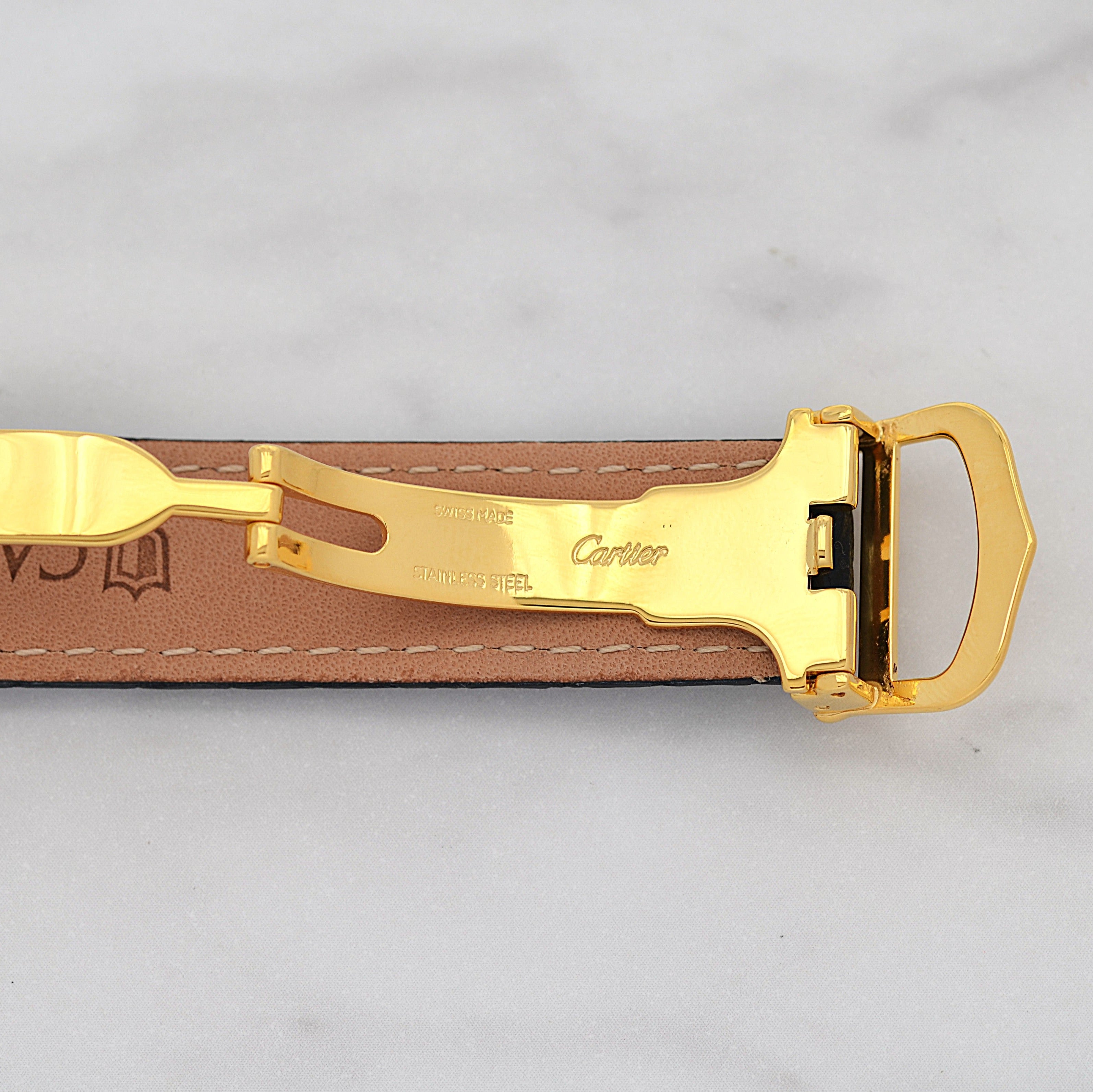 【Cartier】カルティエ マストタンクLM 飛びアラビア文字盤 純正Dバックル付き