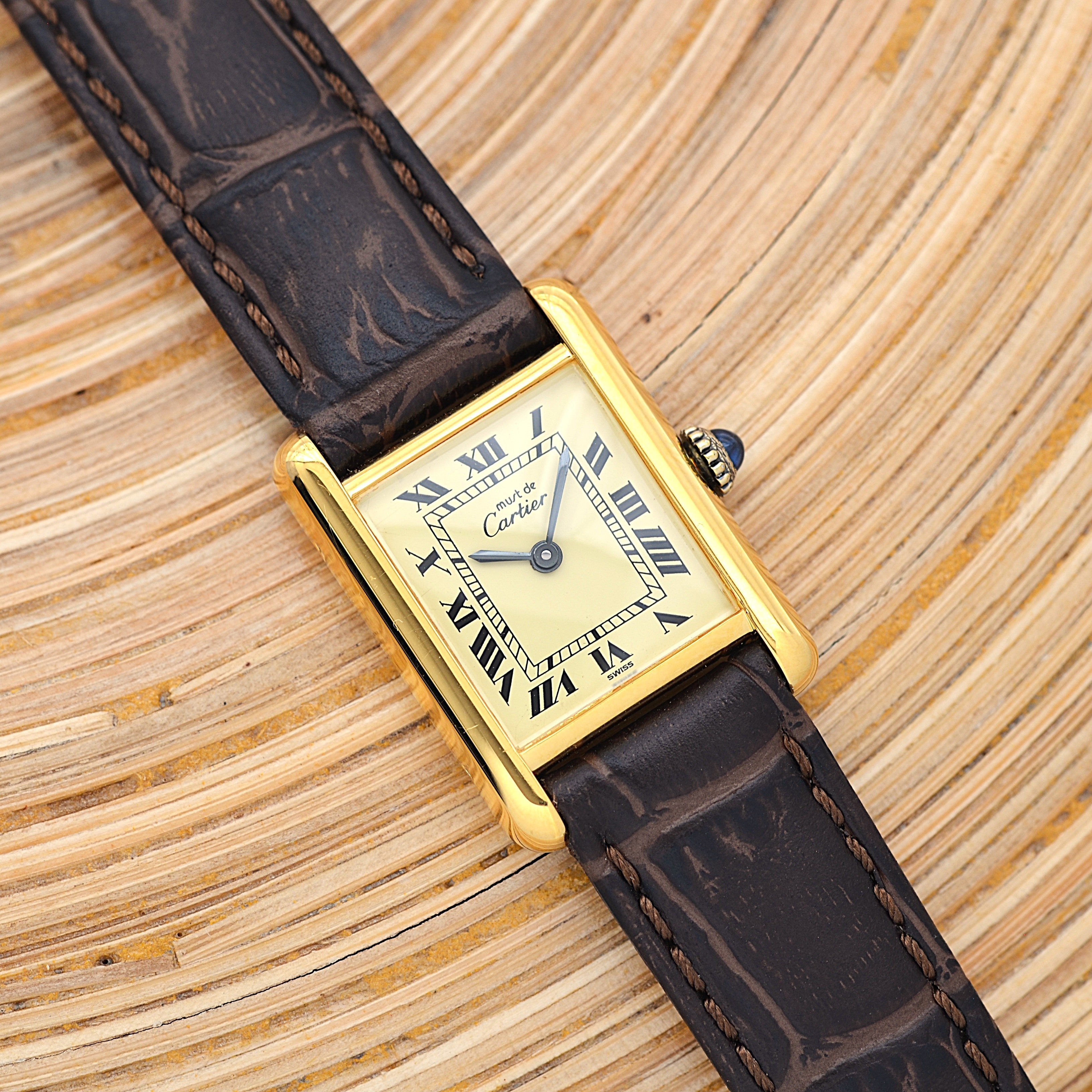 【Cartier】カルティエ マストタンクSM アイボリーローマ 手巻き 純正尾錠付き