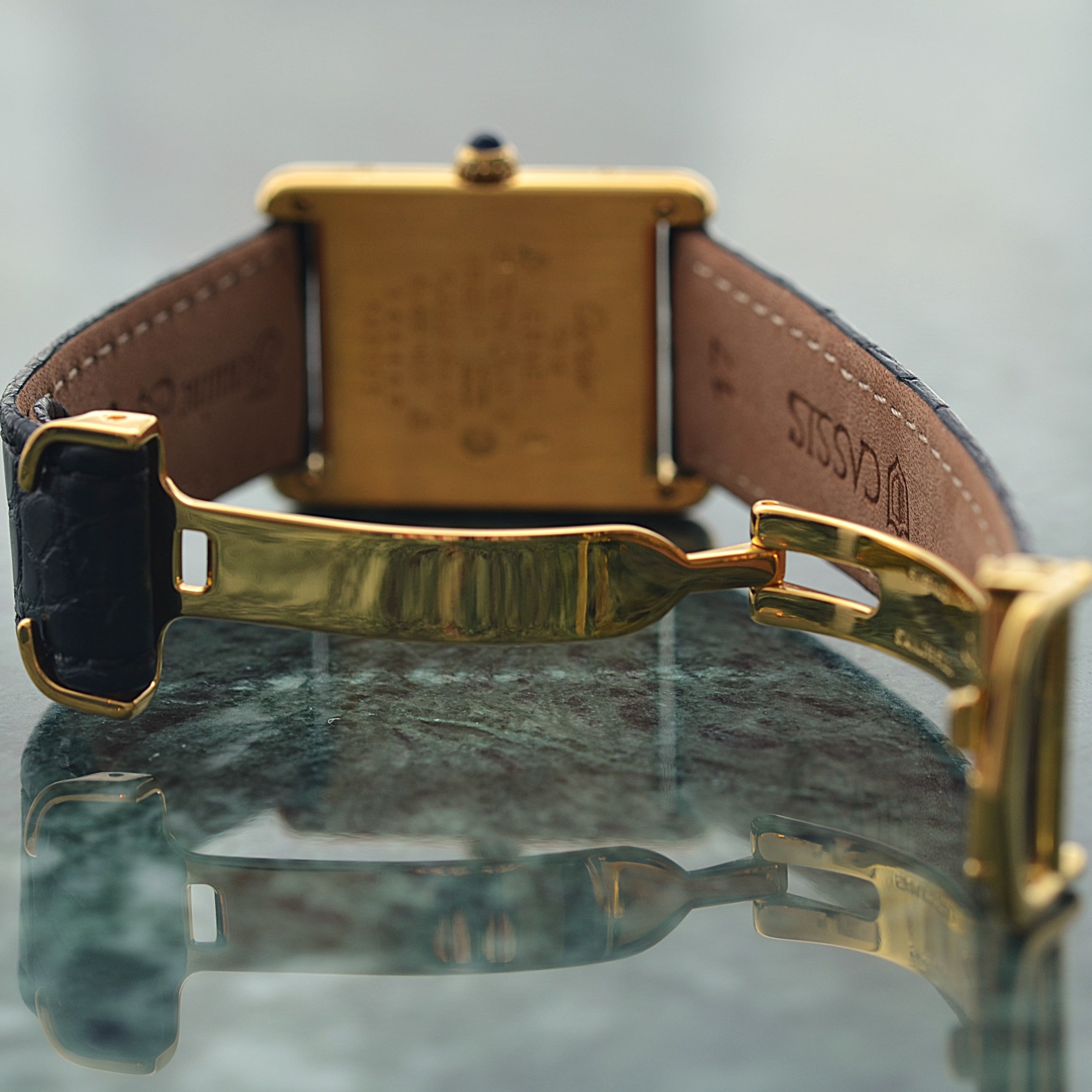 【Cartier】カルティエ マストタンクLM 飛びアラビア文字盤 純正Dバックル付き