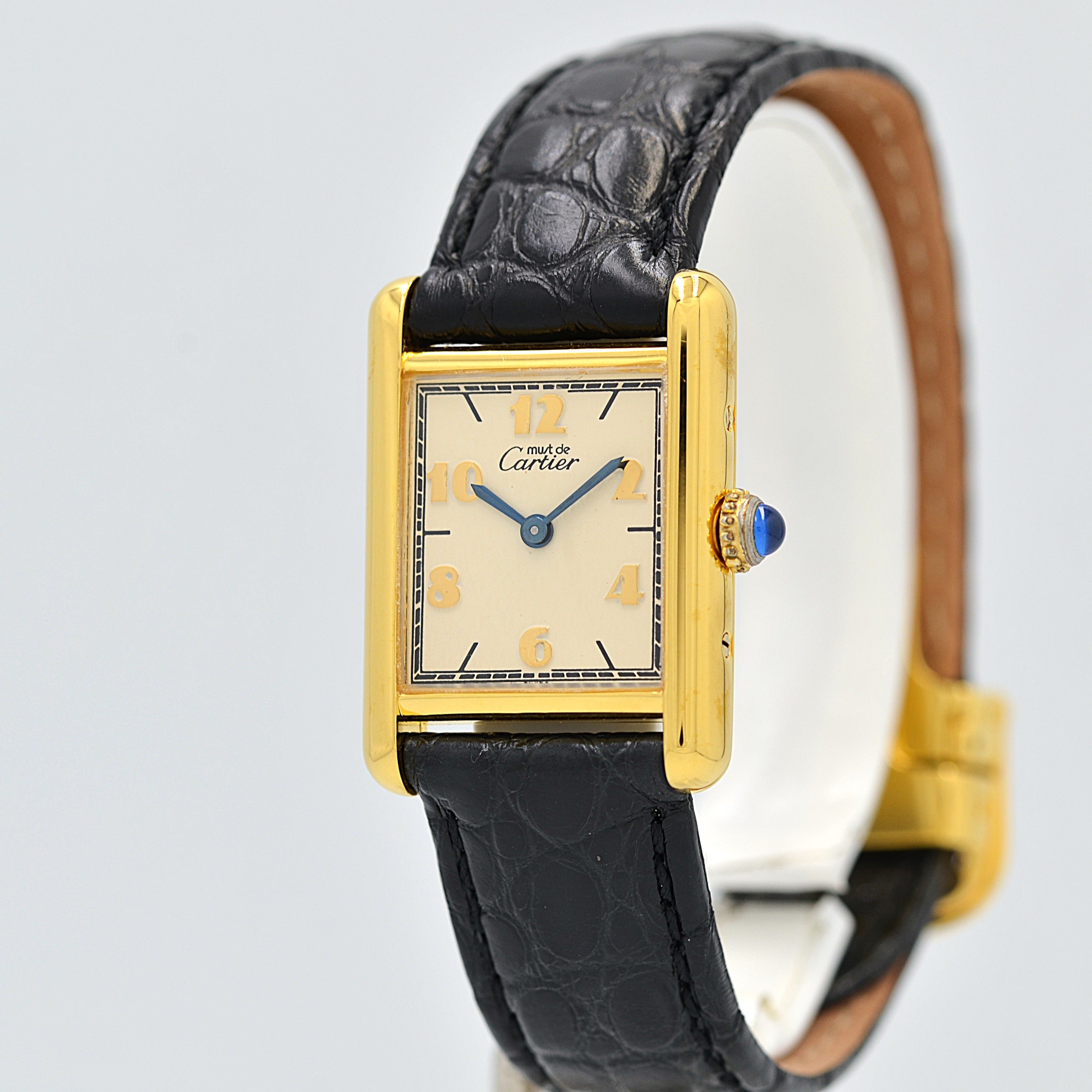 [卡地亞] 卡地亞 Must Tank SM Flying Arabic 腕錶，配真 D 型扣