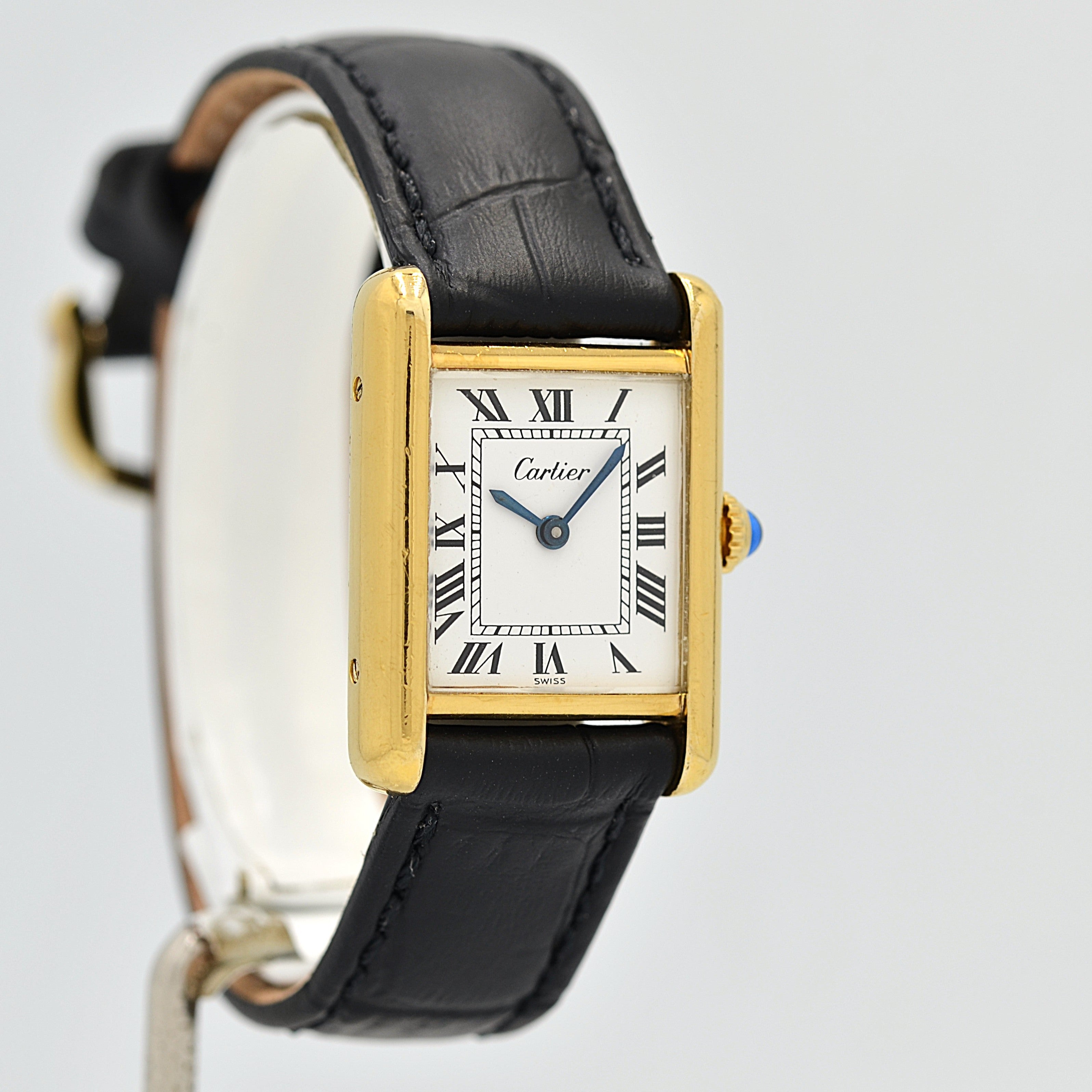 【Cartier】カルティエ プレマストタンクSM 手巻き 欧州仕様 純正尾錠付き