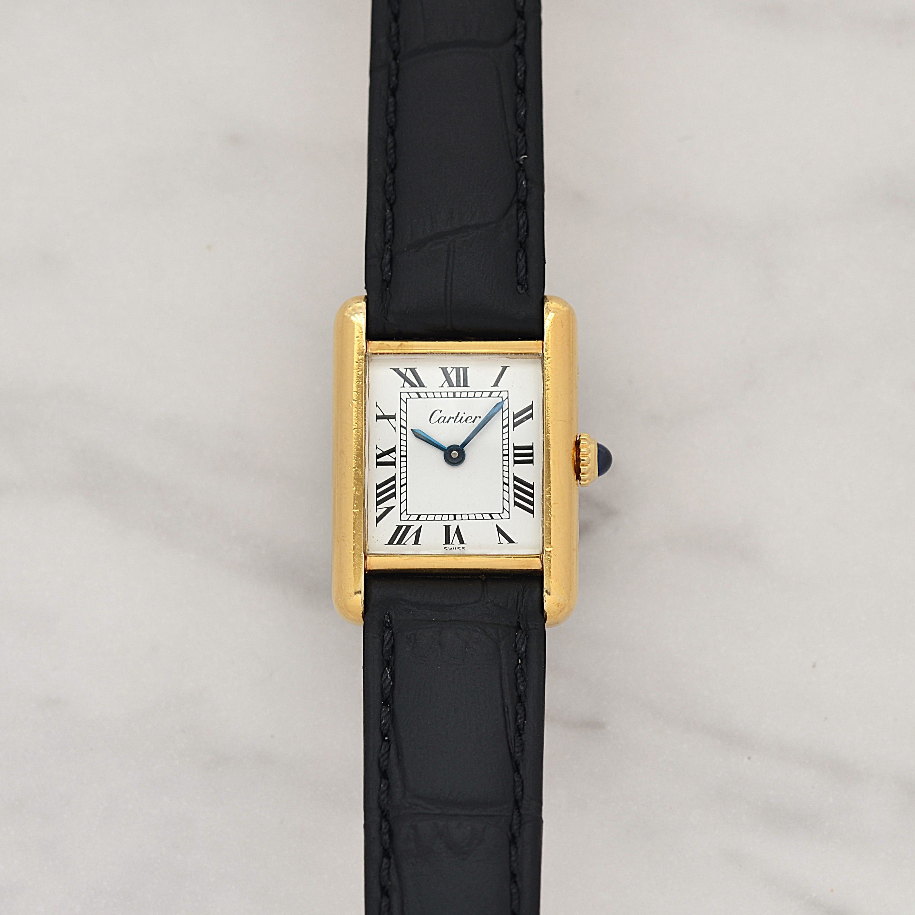 【Cartier】カルティエ プレマストタンクSM 手巻き 欧州仕様 純正尾錠付き