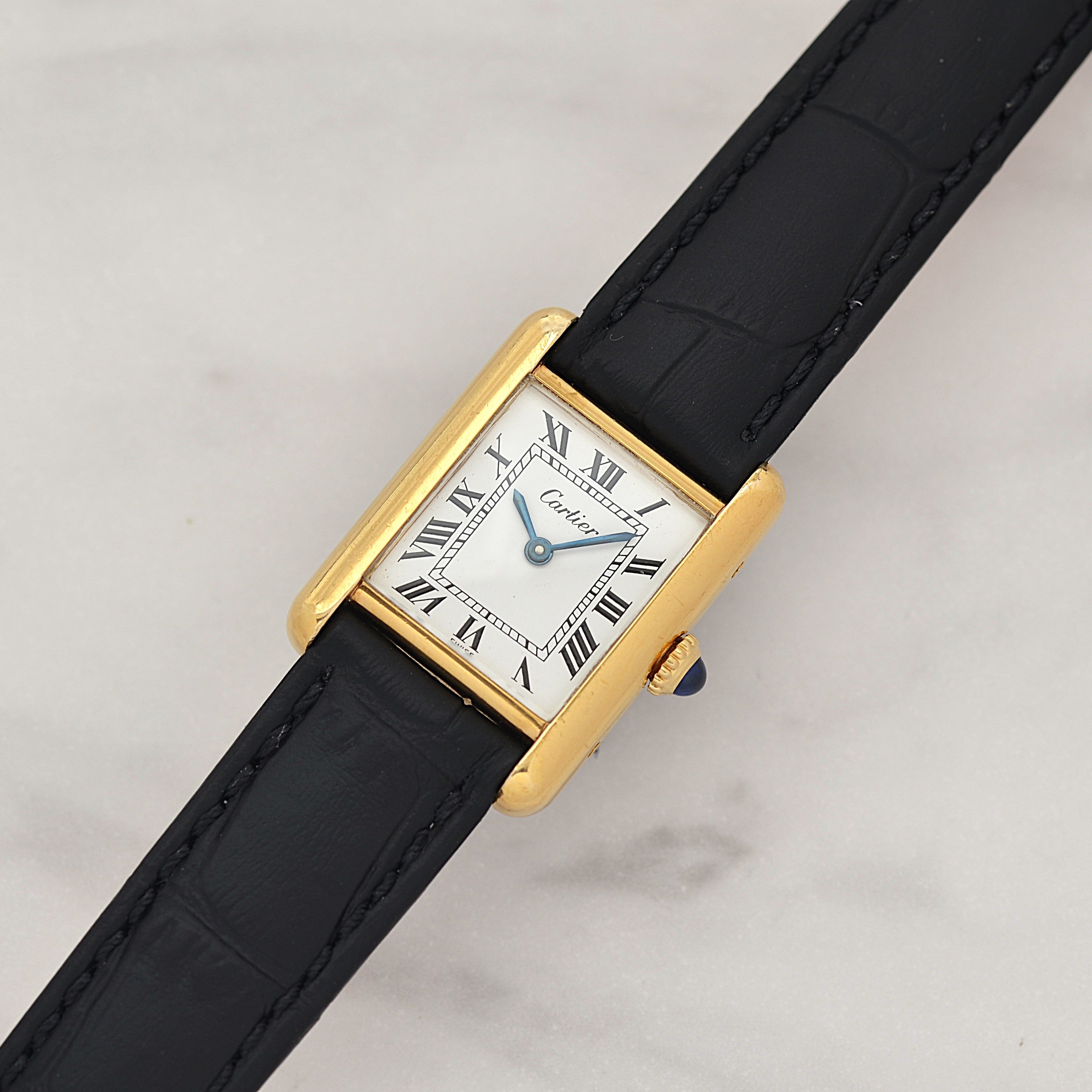 【Cartier】カルティエ プレマストタンクSM 手巻き 欧州仕様 純正尾錠付き