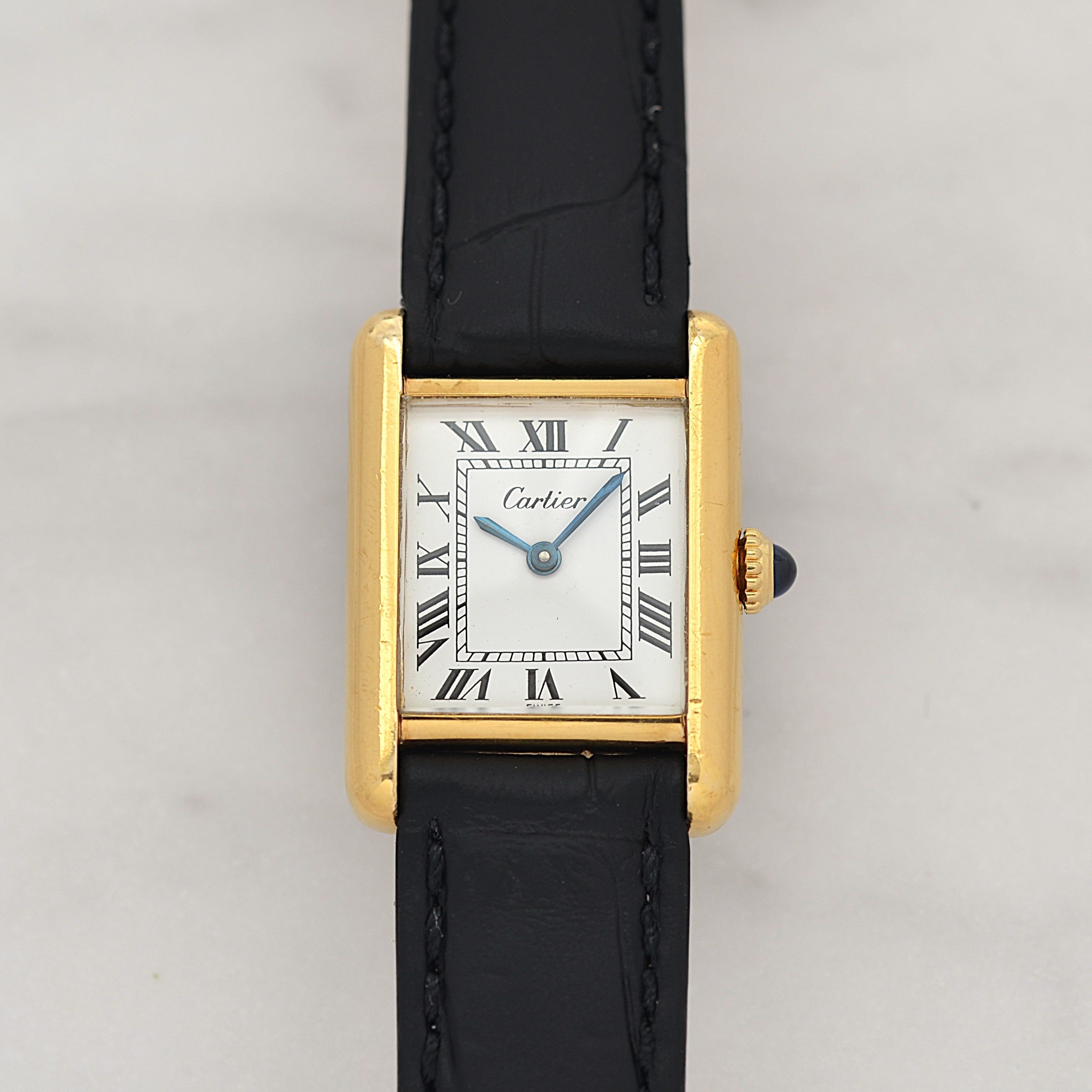 【Cartier】カルティエ プレマストタンクSM 手巻き 欧州仕様 純正尾錠付き